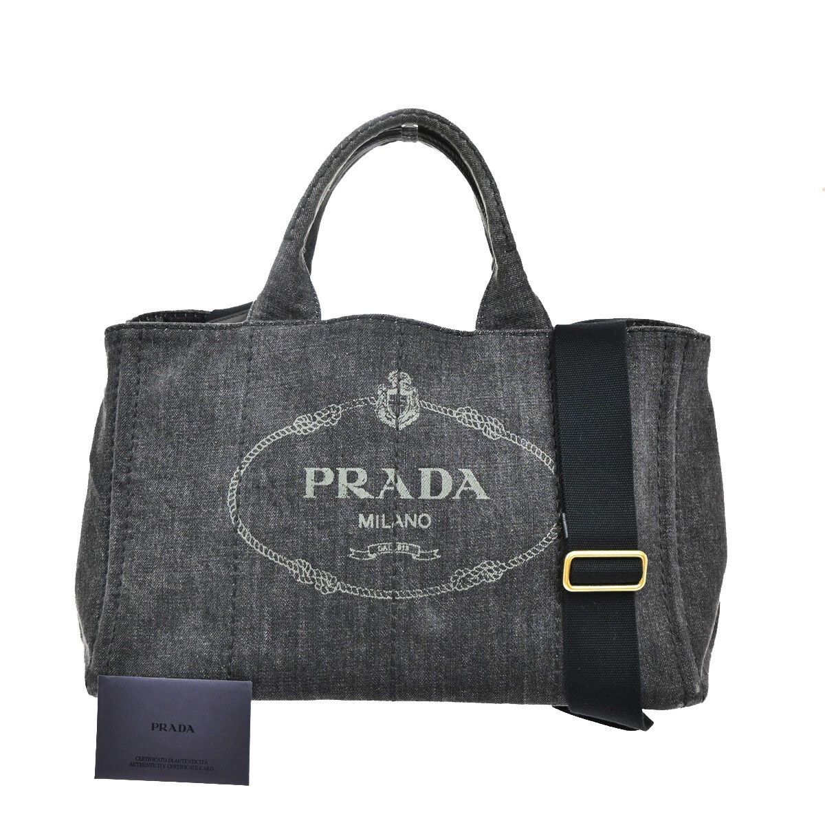 Prada Prada Canapa Convertible Tote Denim Size ONE SIZE - 1 Thumbnail