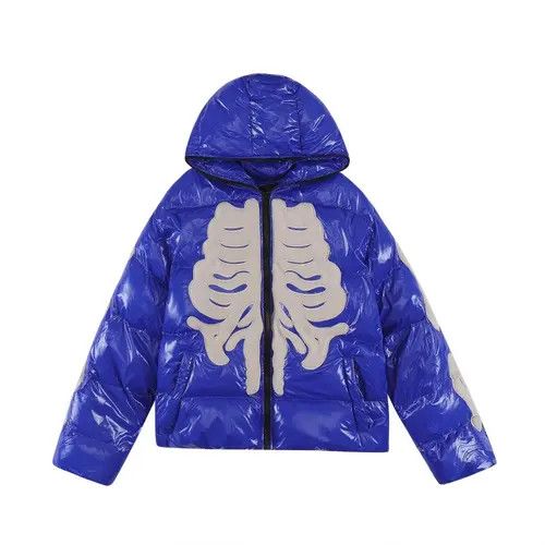 VIBE Skeleton Puffer Jacket Gothic Rock Punk Size US XL / EU 56 / 4 - 6 Thumbnail