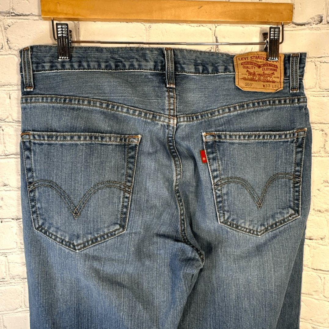 Levi's VINTAGE Levi’s 559 Jeans Mens 33 Relaxed Straight Denim W33 x L34 Blue Mens Jeans Straight 90s? Size US 33 - 6 Thumbnail
