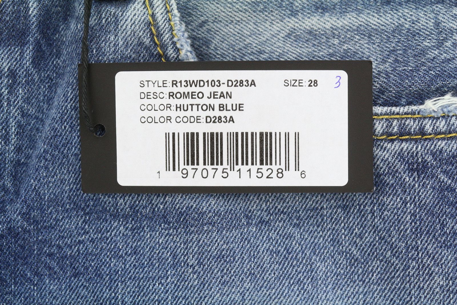 R13 ROMEO 28 Hutton Blue Faded Zip Fly Jeans 87173 Size 28" / US 6 / IT 42 - 7 Thumbnail