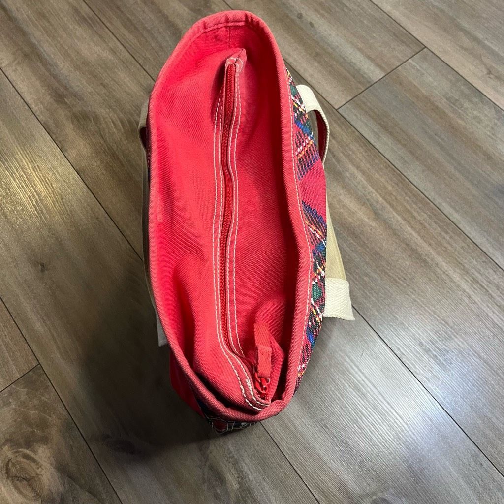 Lands' End Lands End Red Plaid Medium Zipper Tote Bag Size ONE SIZE - 4 Thumbnail
