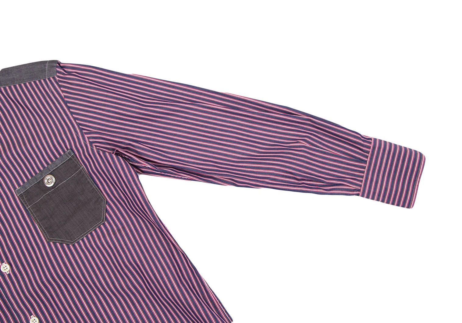 Junya Watanabe Striped Panel Shirt in Navy and Red, Size XS Size US XS / EU 42 / 0 - 4 Thumbnail
