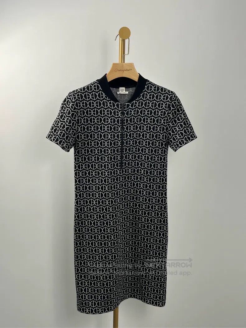 Hermes Hermes Black Full Print Logo Short Sleeve Knit Dress Size XS / US 0-2 / IT 36-38 - 1 Thumbnail