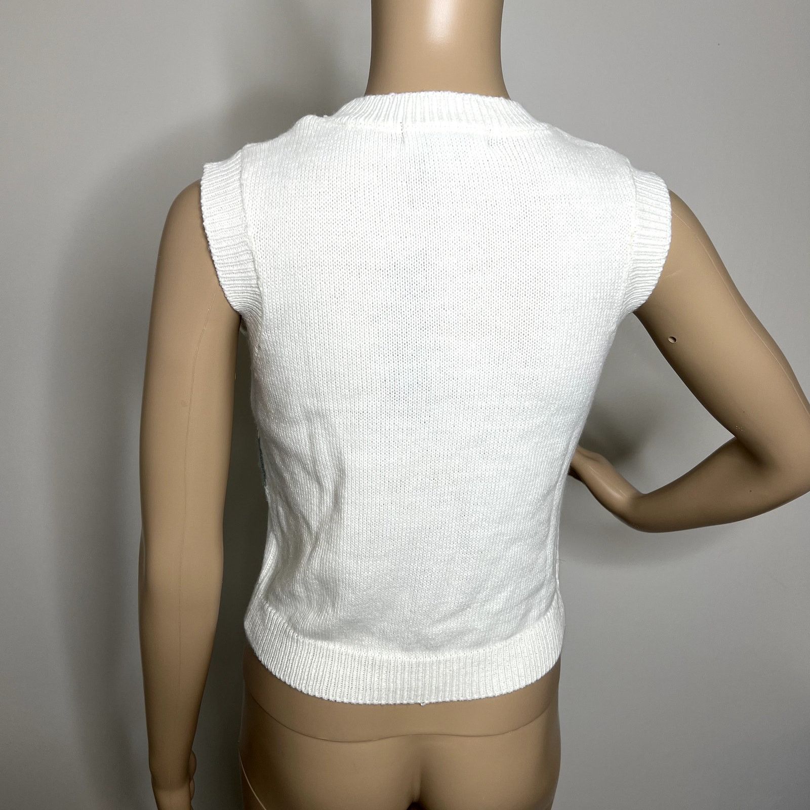 Other Smiley Design Jacquard Knit Sweater Vest Top Size M / US 6-8 / IT 42-44 - 3 Thumbnail