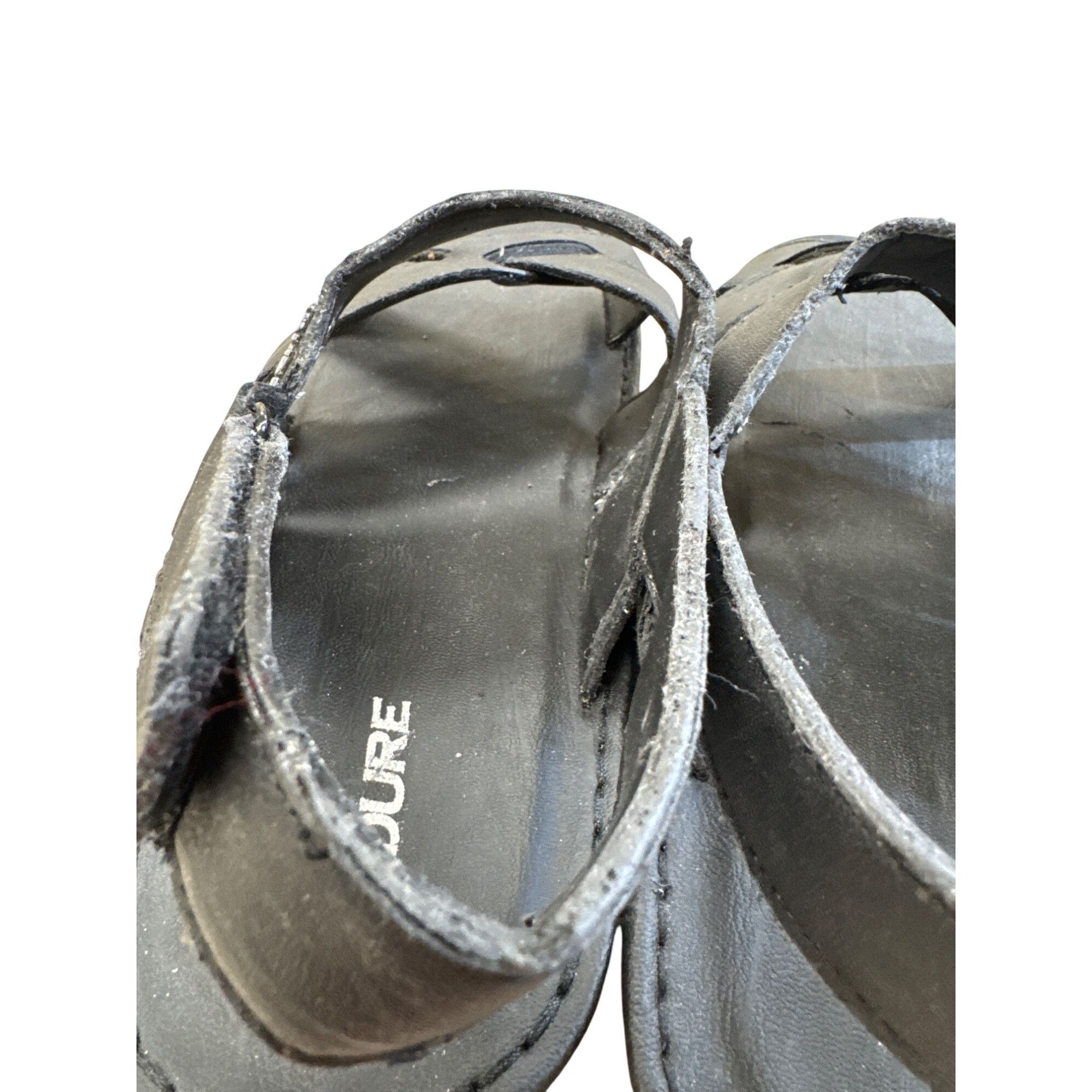 Other NDure Mens Black Leather Strap Sandals Size 11.5 SKU 8302 Size US 11.5 / EU 44-45 - 10 Thumbnail