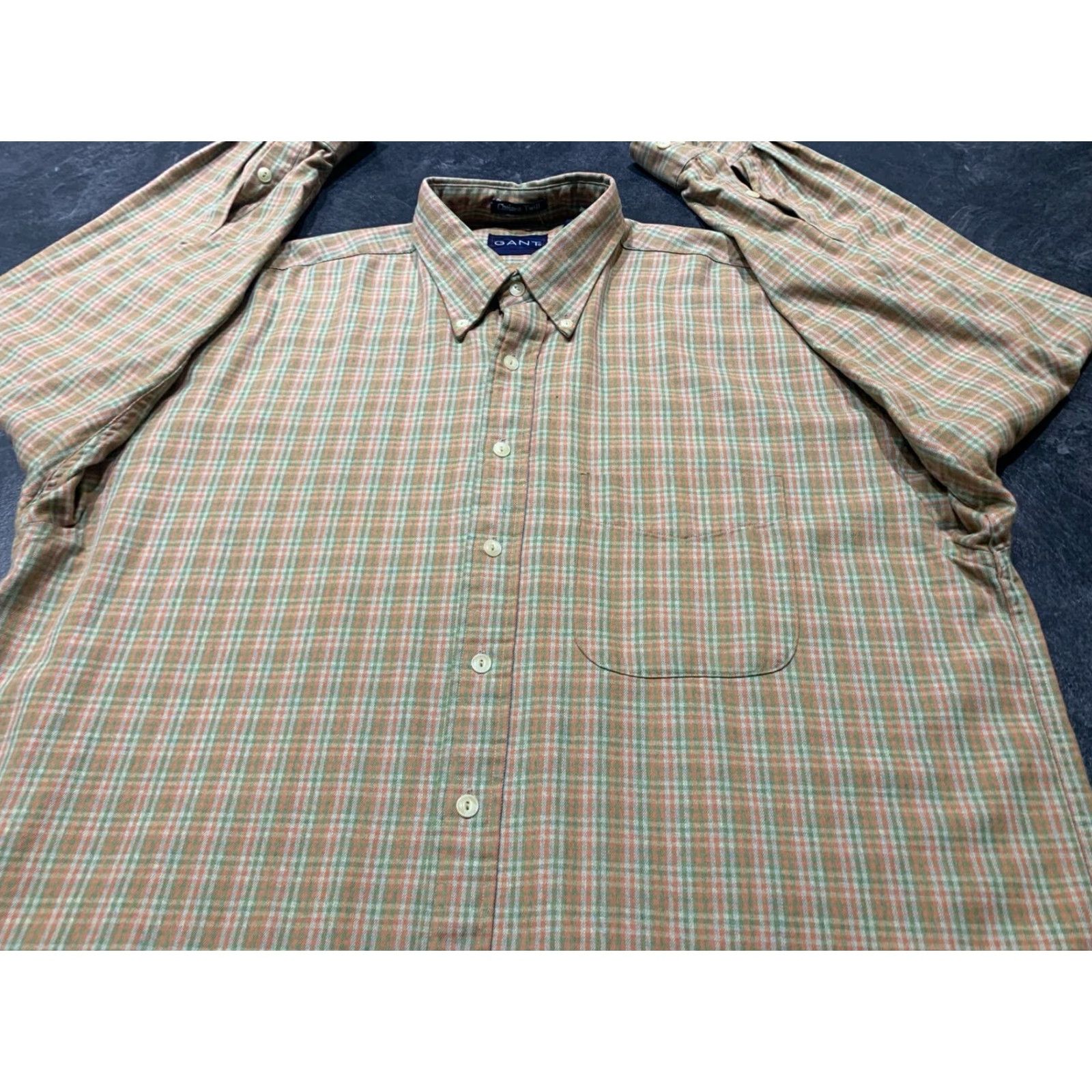 Gant GANT Mens XL Check Button Up Long Sleeve Preppy Plaid Twill Shirt Blue Multicolor Size US XL / EU 56 / 4 - 2 Thumbnail