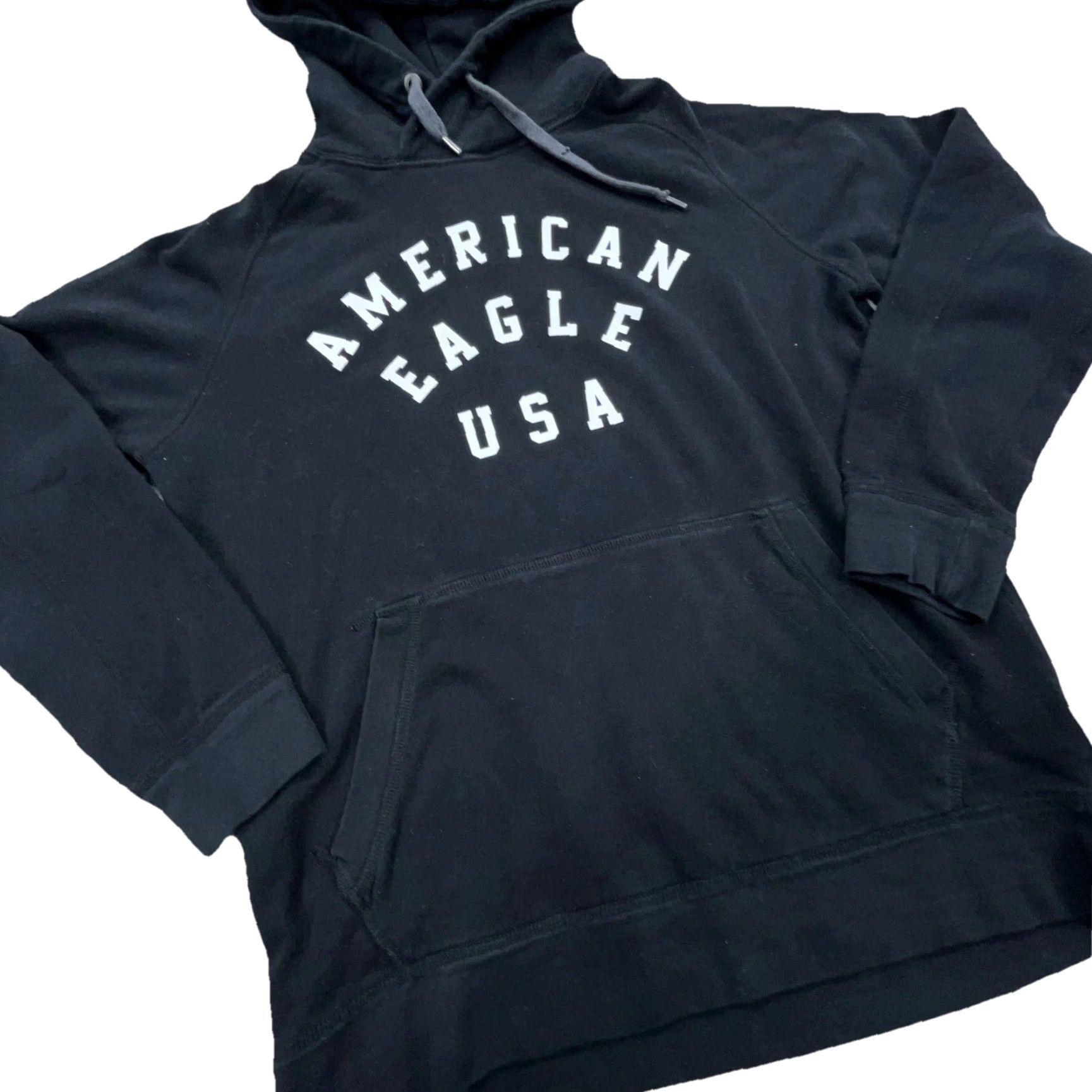 American Eagle Outfitters American Eagle Hoodie Men Medium Black White Sweatshirt Heavy USA Preppy Modern Comfort Pullover Hooded Pockets Logo Classic Size US M / EU 48-50 / 2 - 2 Thumbnail