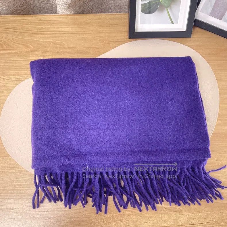 Acne Studios Purple Cashmere Fringed Scarf/Wrap