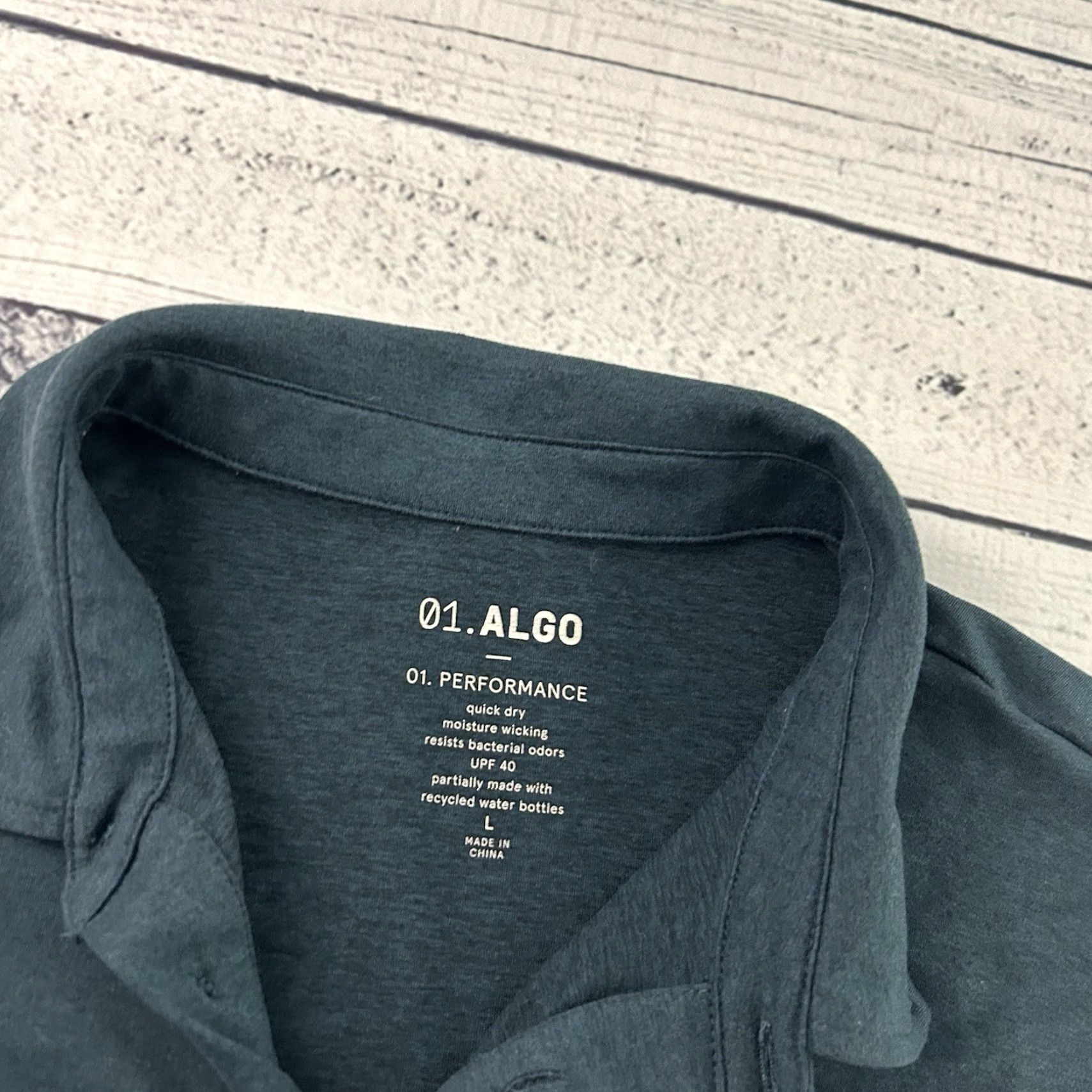 Vintage 01.Algo Performance Short Sleeve Button Front Polo Shirt Men's L Blue Polo Shirt Mens Blue 01.Algo Size US L / EU 52-54 / 3 - 2 Thumbnail