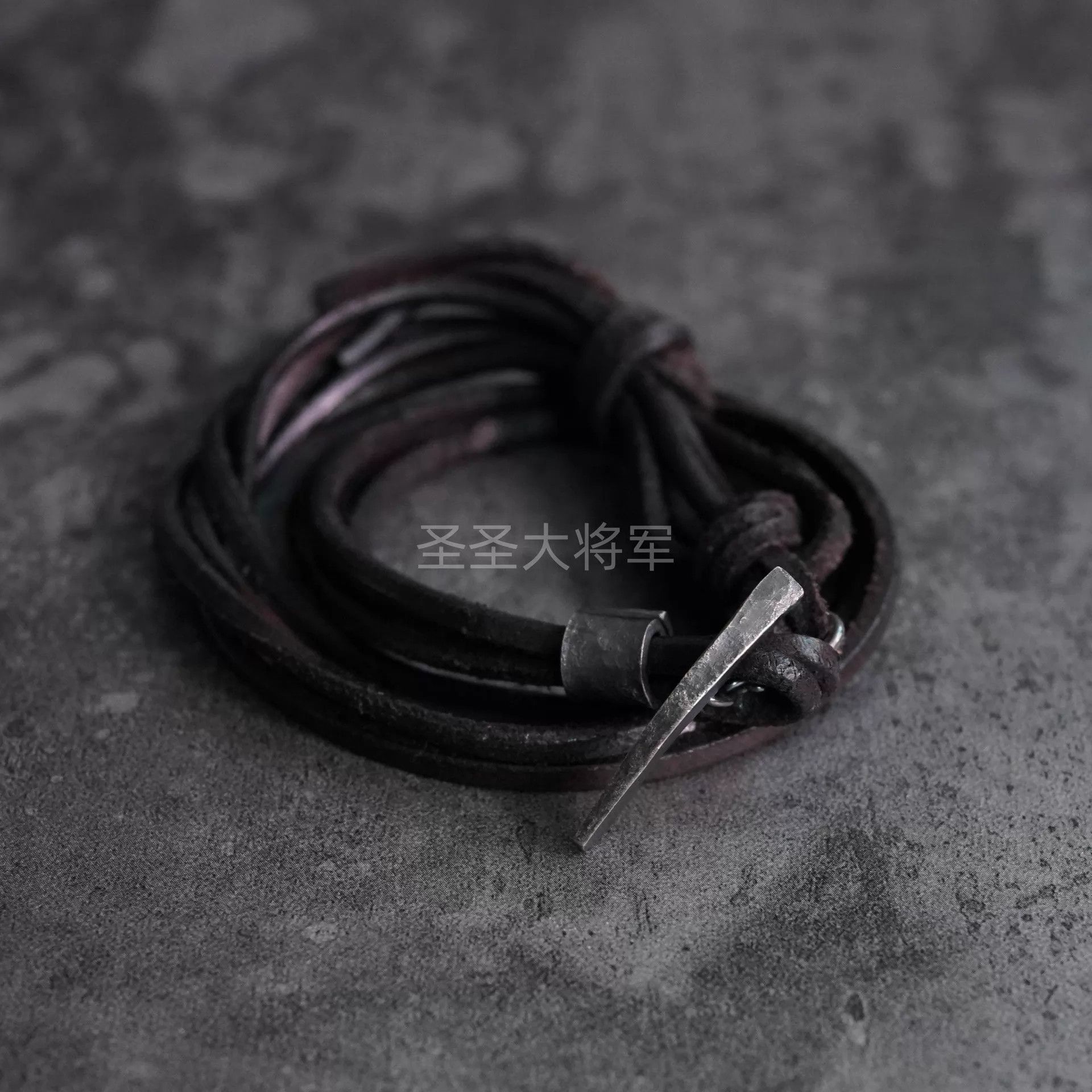 DETAJ Detaj Aged Silver Buckle Stacked Leather Bracelet Size ONE SIZE - 4 Thumbnail