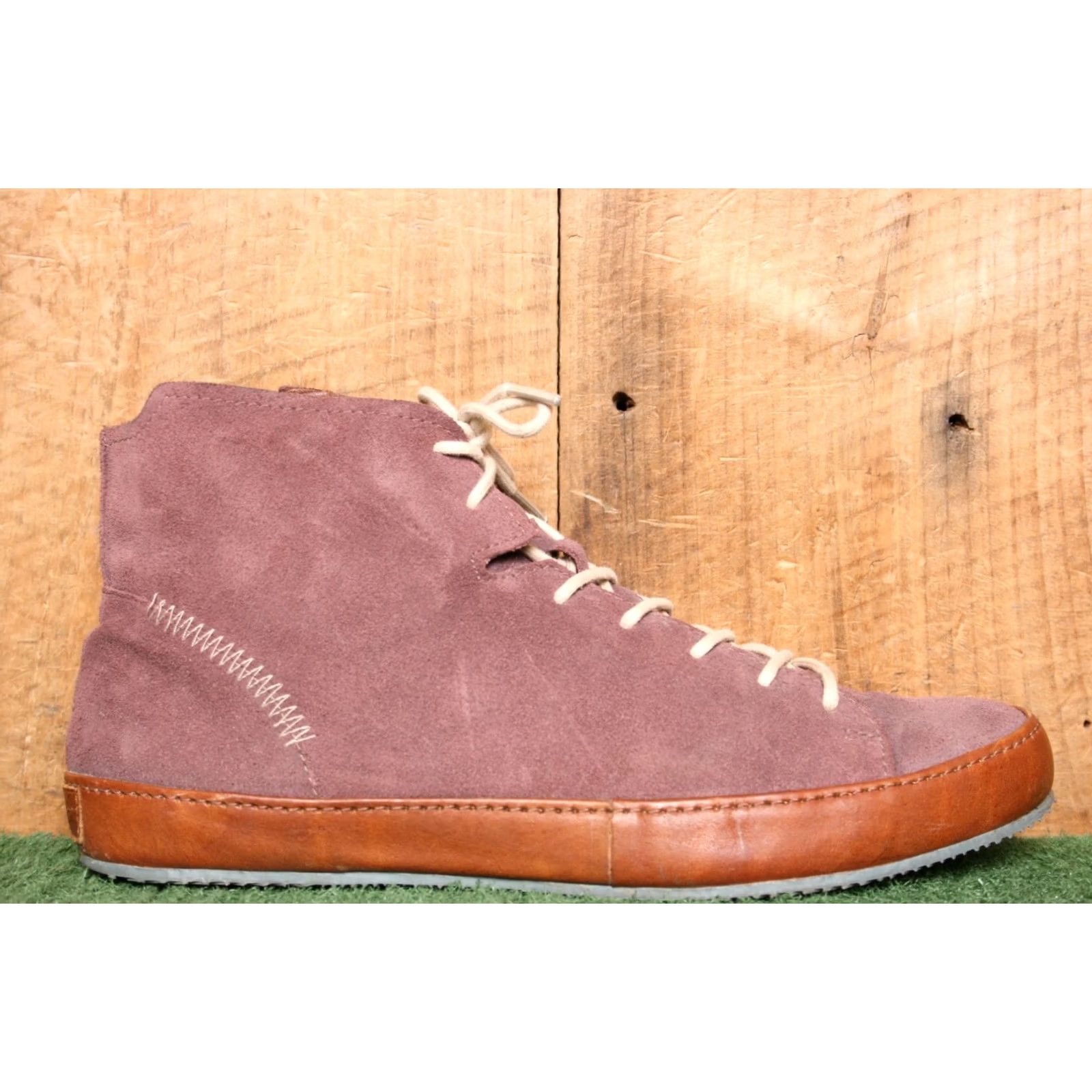 Vintage Sergio Tomani Dusty Plum Suede & Tan Leather Ankle Boots US 10.5-11 | EUR 42 Women's Bootie Leather Suede Lace Up Zip 42 Plum Tan Mens Womens Size US 10.5 / IT 40.5 - 2 Thumbnail