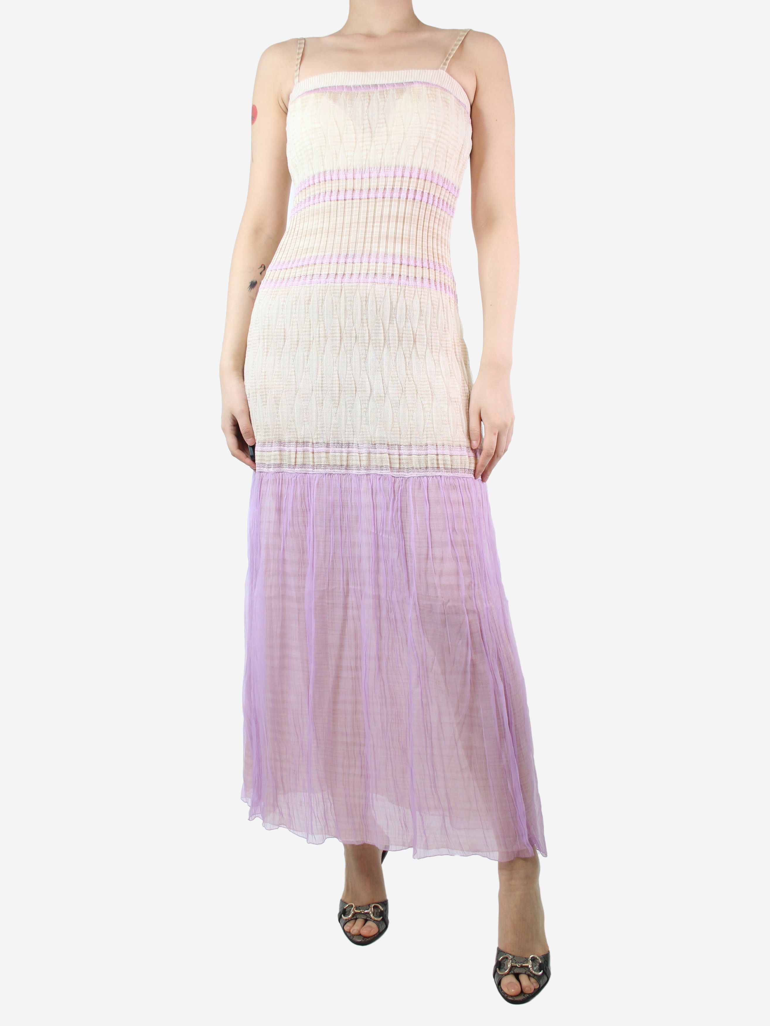 image of Missoni Cream Sleeveless Shirred Midi Dress - Size Uk 8, Women's