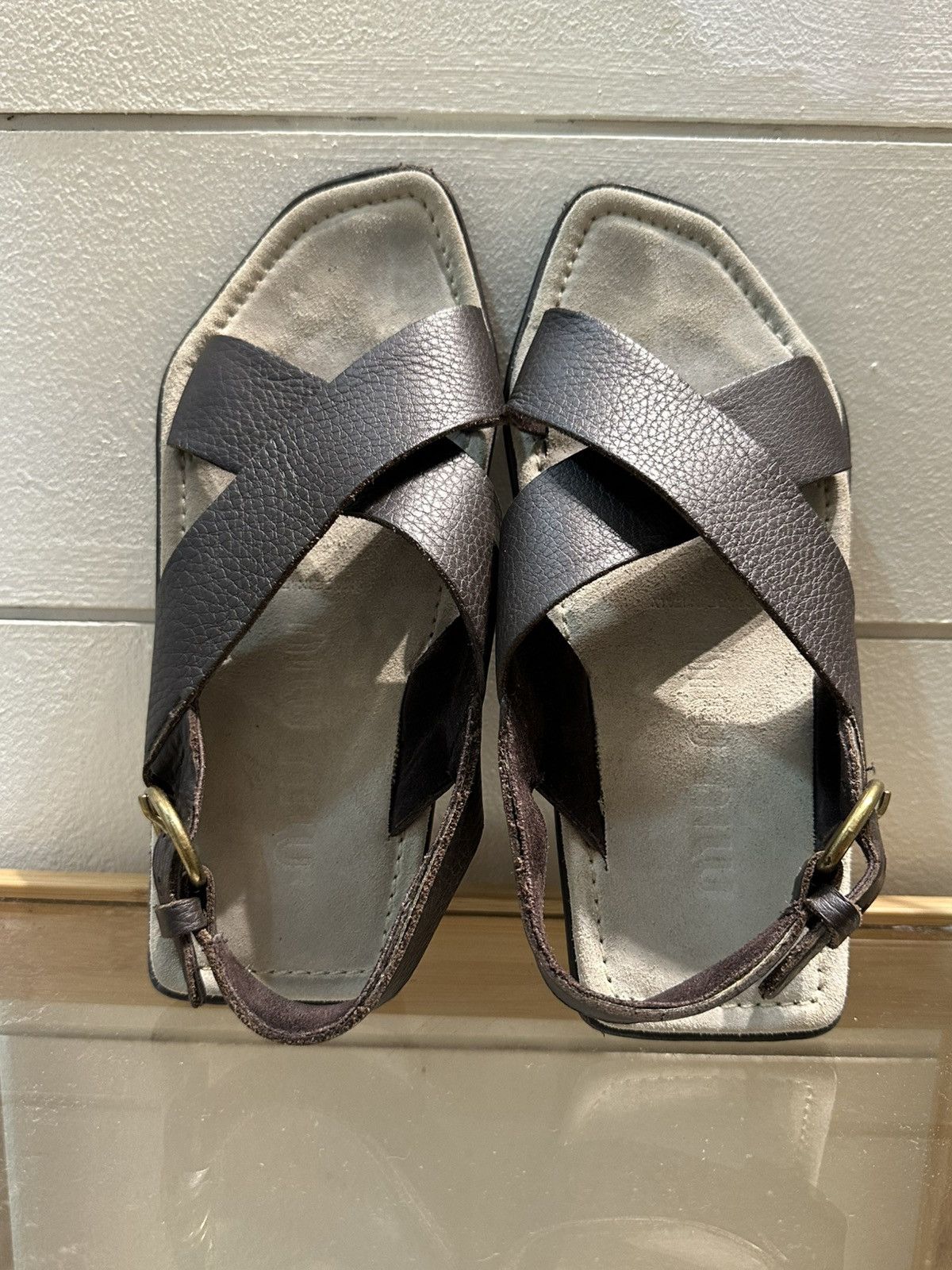 Miu Miu × Prada Miu Miu Brown Leather Vintage Size 36.5 Made in Italy Sandal Size US 6.5 / IT 36.5 - 12 Thumbnail