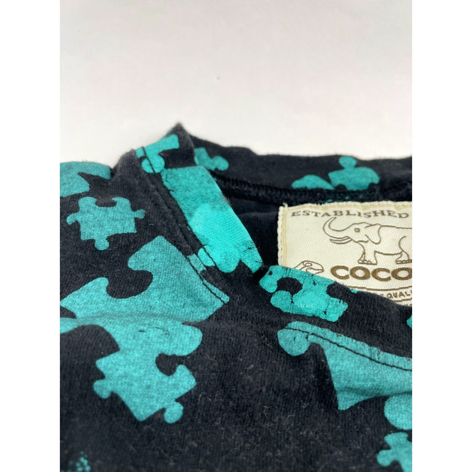 Vintage Cocoa Blouse Women's Size S Short Sleeve Mock Neck Jigsaw Piece Print Size S / US 4 / IT 40 - 6 Thumbnail