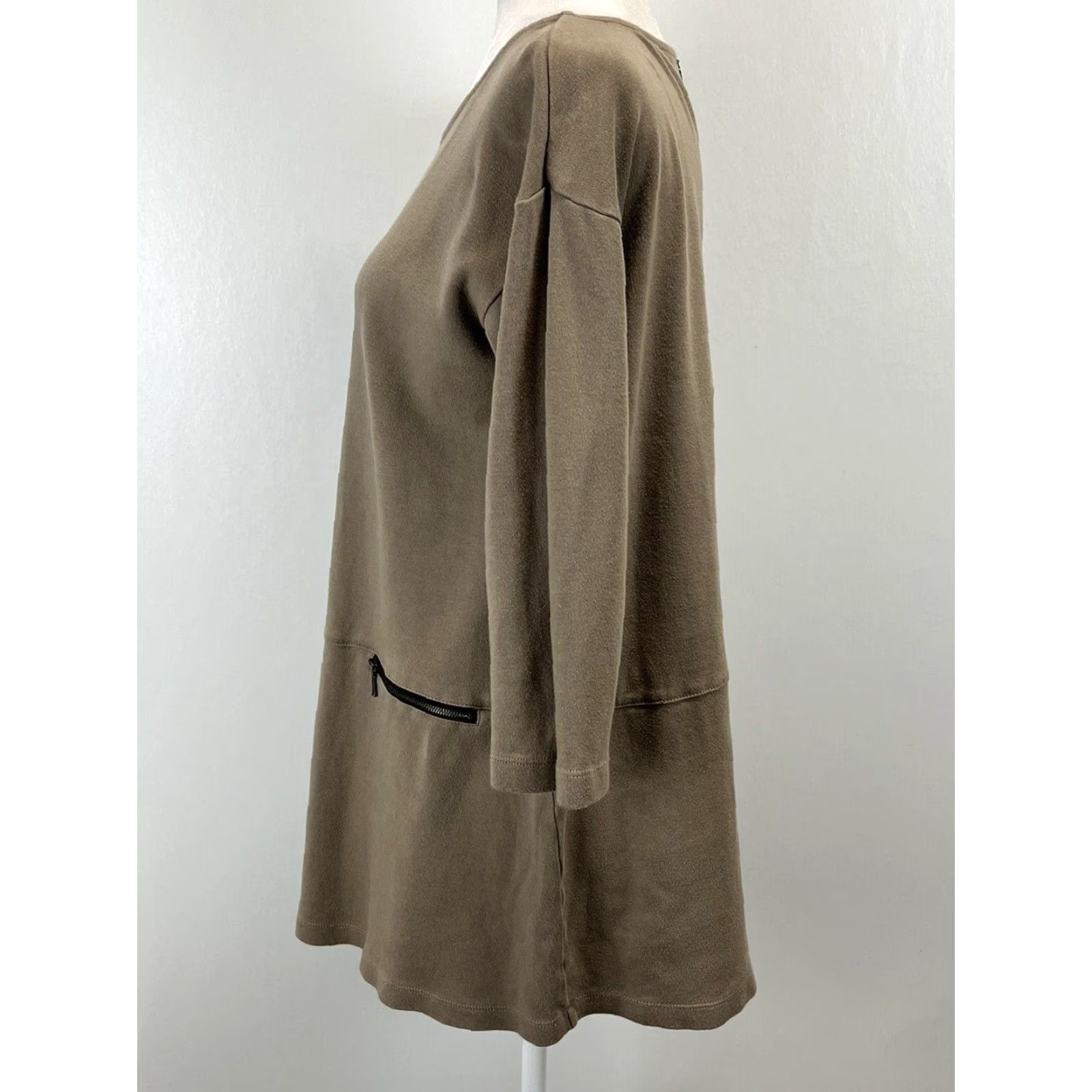 Soft Surroundings Soft Surroundings Tan Knit Tunic Top Shirt Women's Medium Long Sleeve Zipper Pockets Casual Size M / US 6-8 / IT 42-44 - 2 Thumbnail