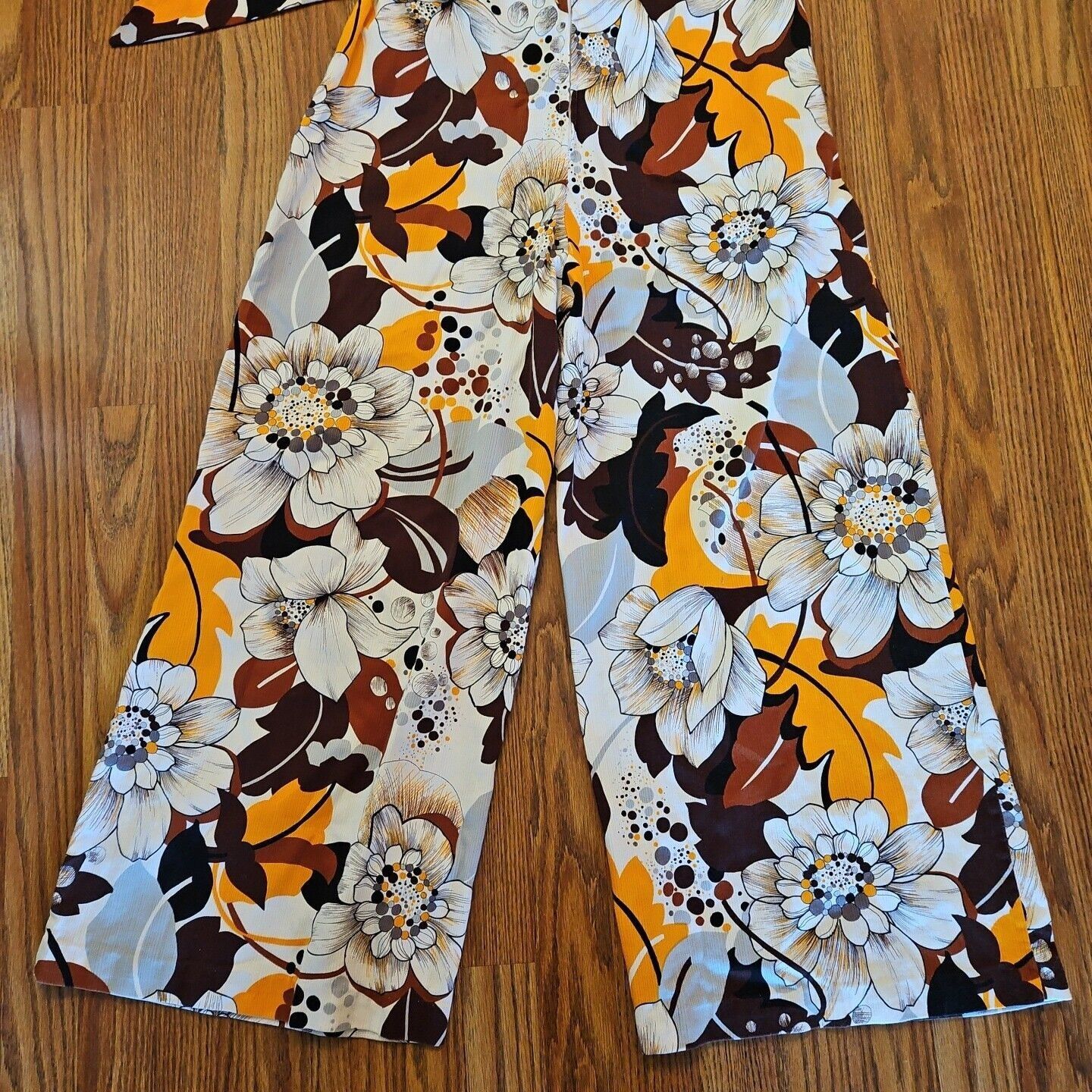 JCPenney × Vintage Vintage Polynesian Romper Floral Jumpsuit Belted Wide Leg Pa Size M / US 6-8 / IT 42-44 - 9 Thumbnail
