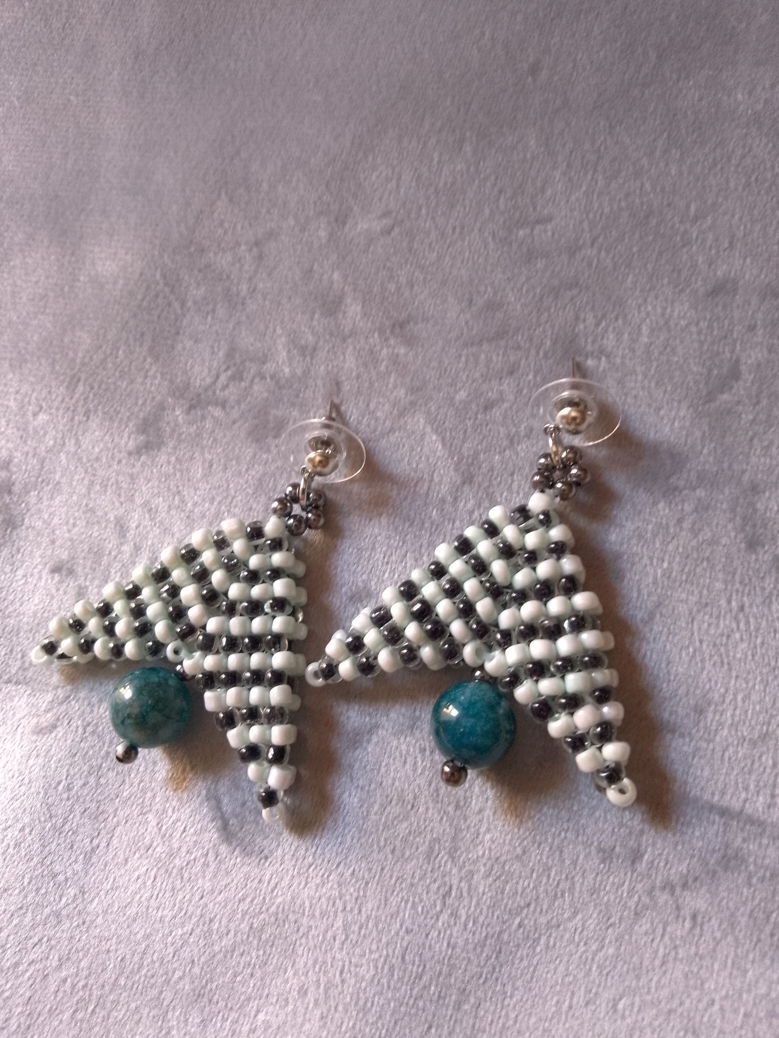 Handmade Ethnic Earrings with blue apatite natural gemstones Size ONE SIZE - 2 Thumbnail