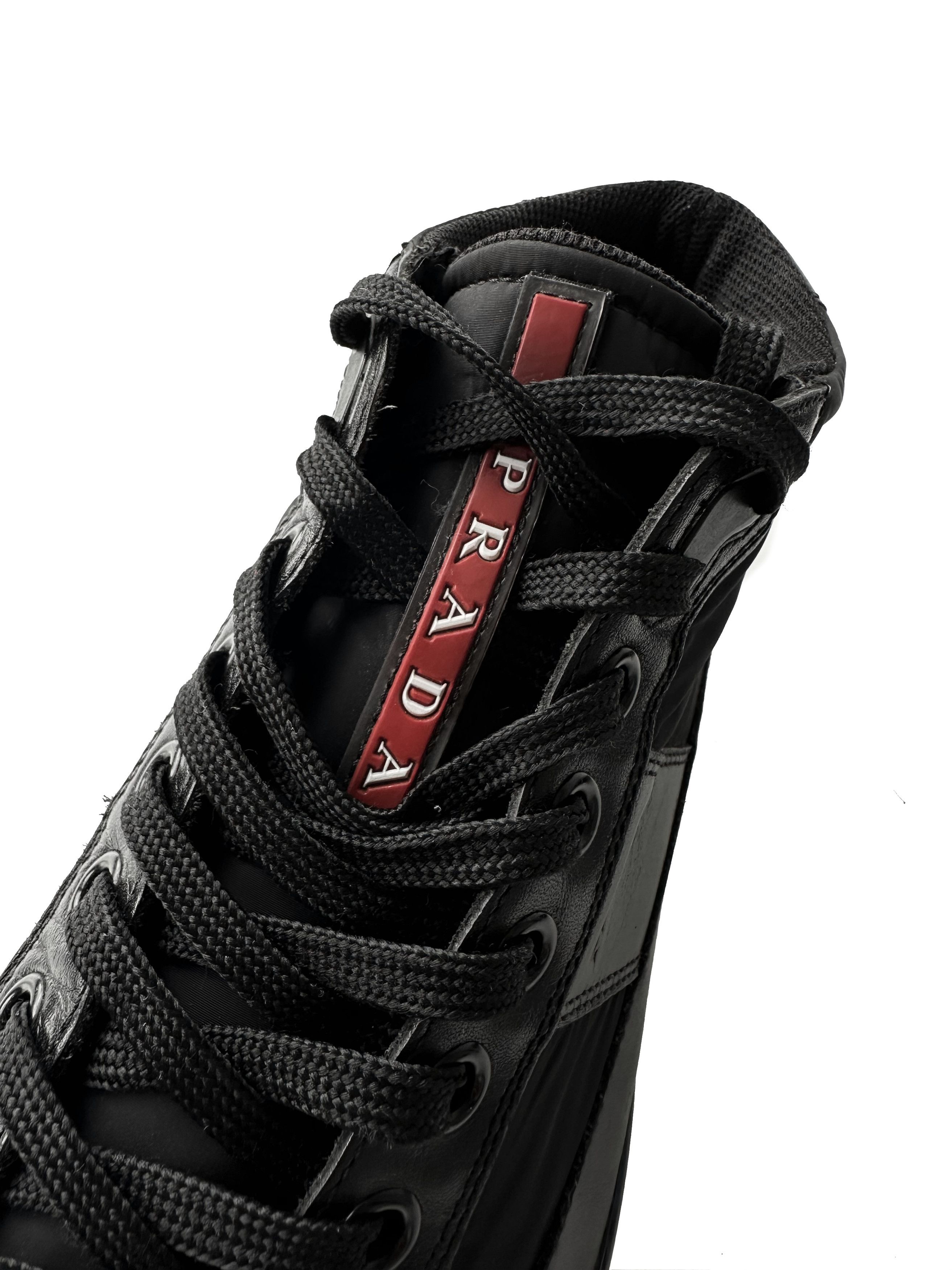 Prada Prada black leather/nylon hitop sneakers Size US 8 / EU 41 - 9 Thumbnail