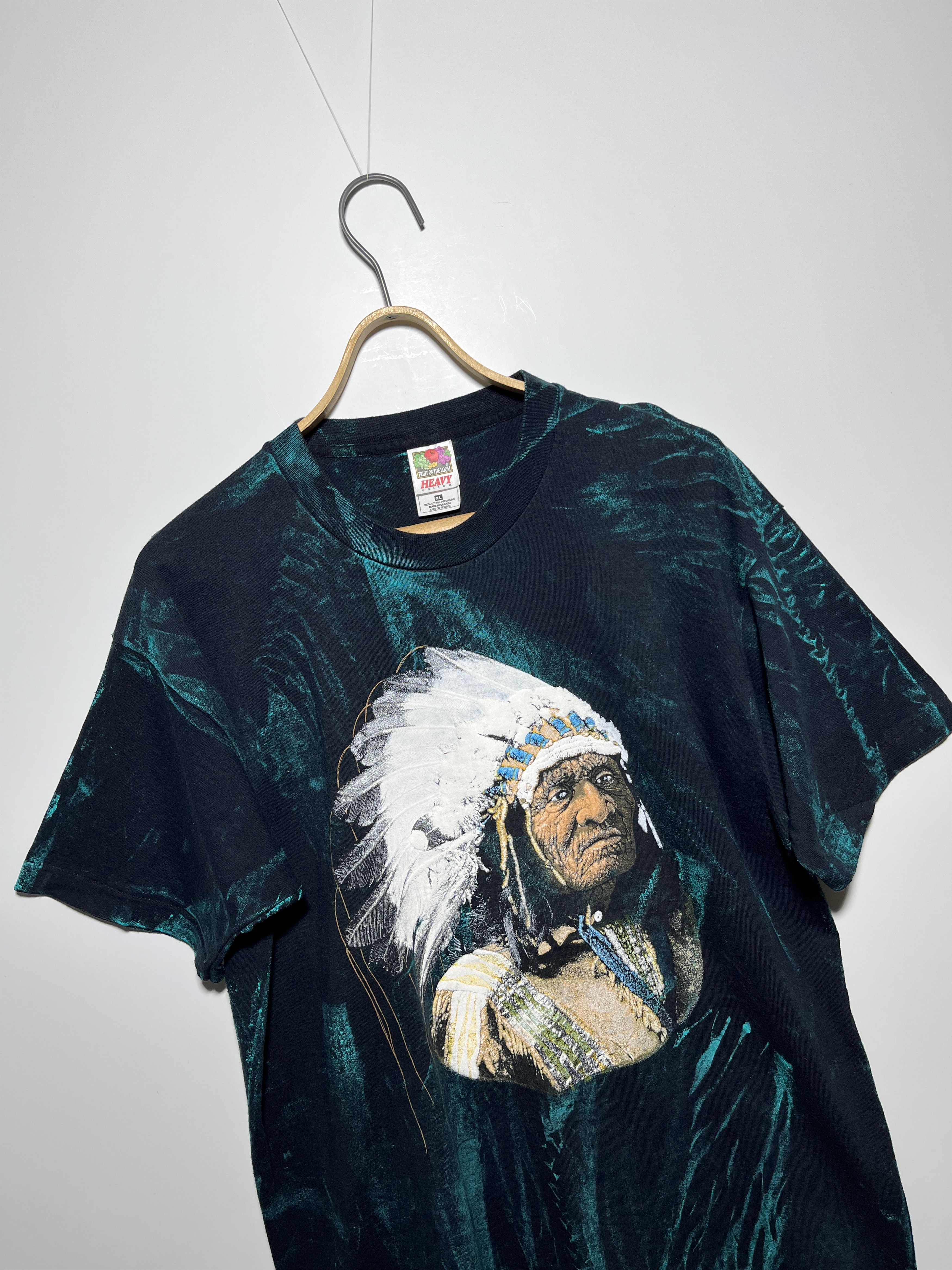 Native × Vintage Vintage 90s Fruit Of The Loom Indian All Over Print T-Shirt Size US XL / EU 56 / 4 - 3 Thumbnail