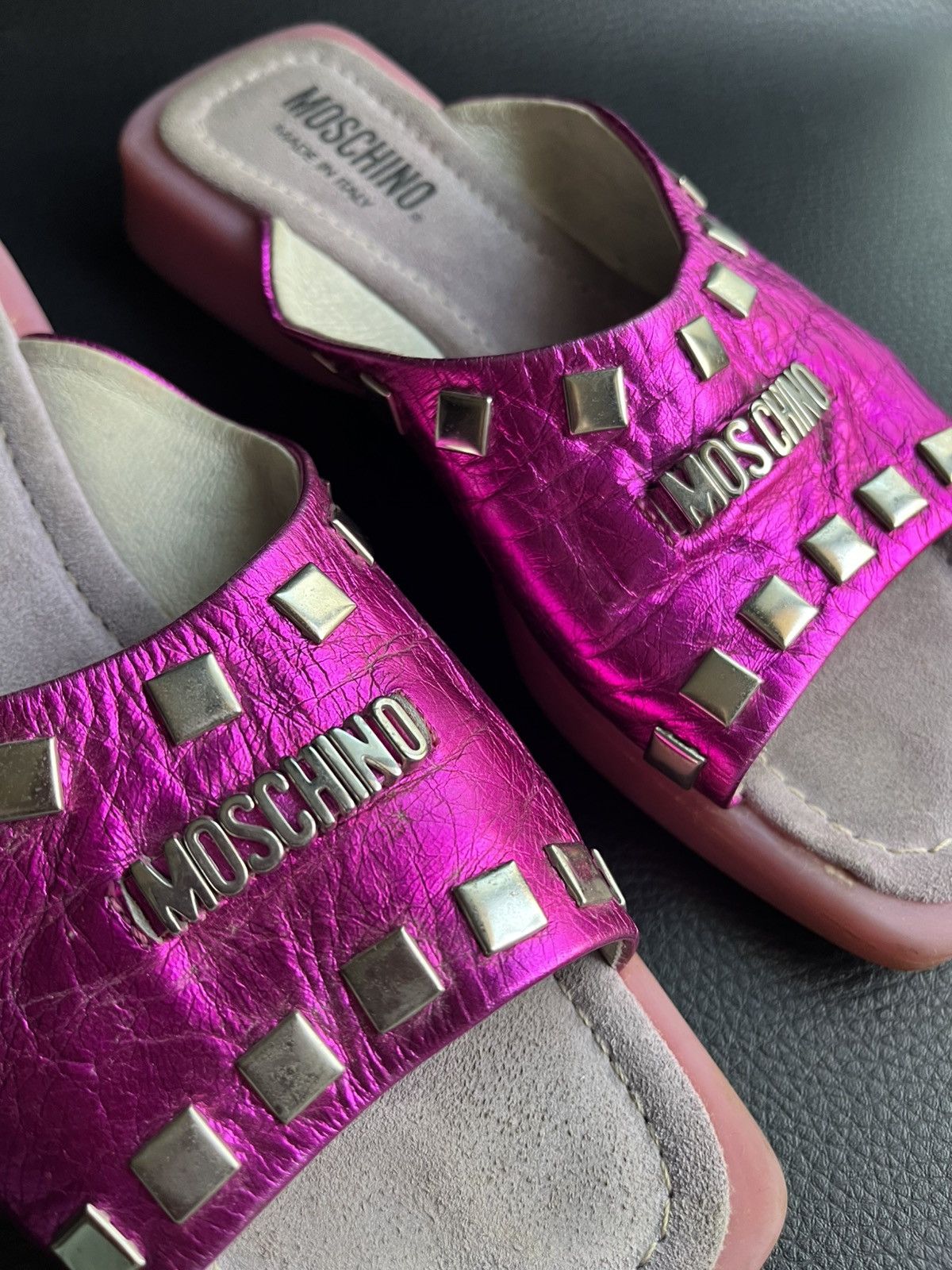 Moschino Mowchino vintage 35 pink leather flip flops Size US 5 / IT 35 - 4 Thumbnail