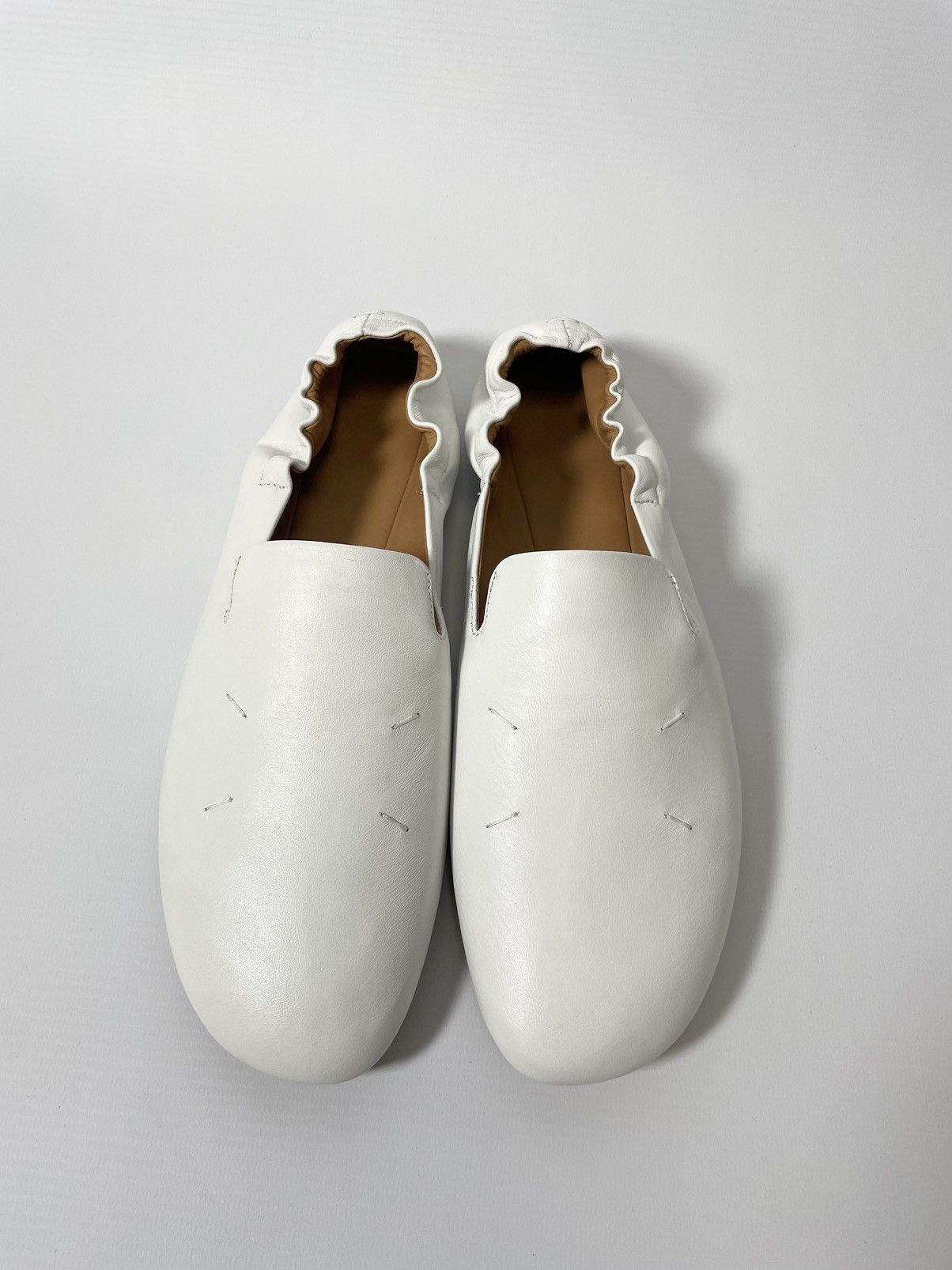 Maison Margiela S/S 21 White Leather Ballet Pump Loafers Size US 10 / IT 40 - 4 Thumbnail