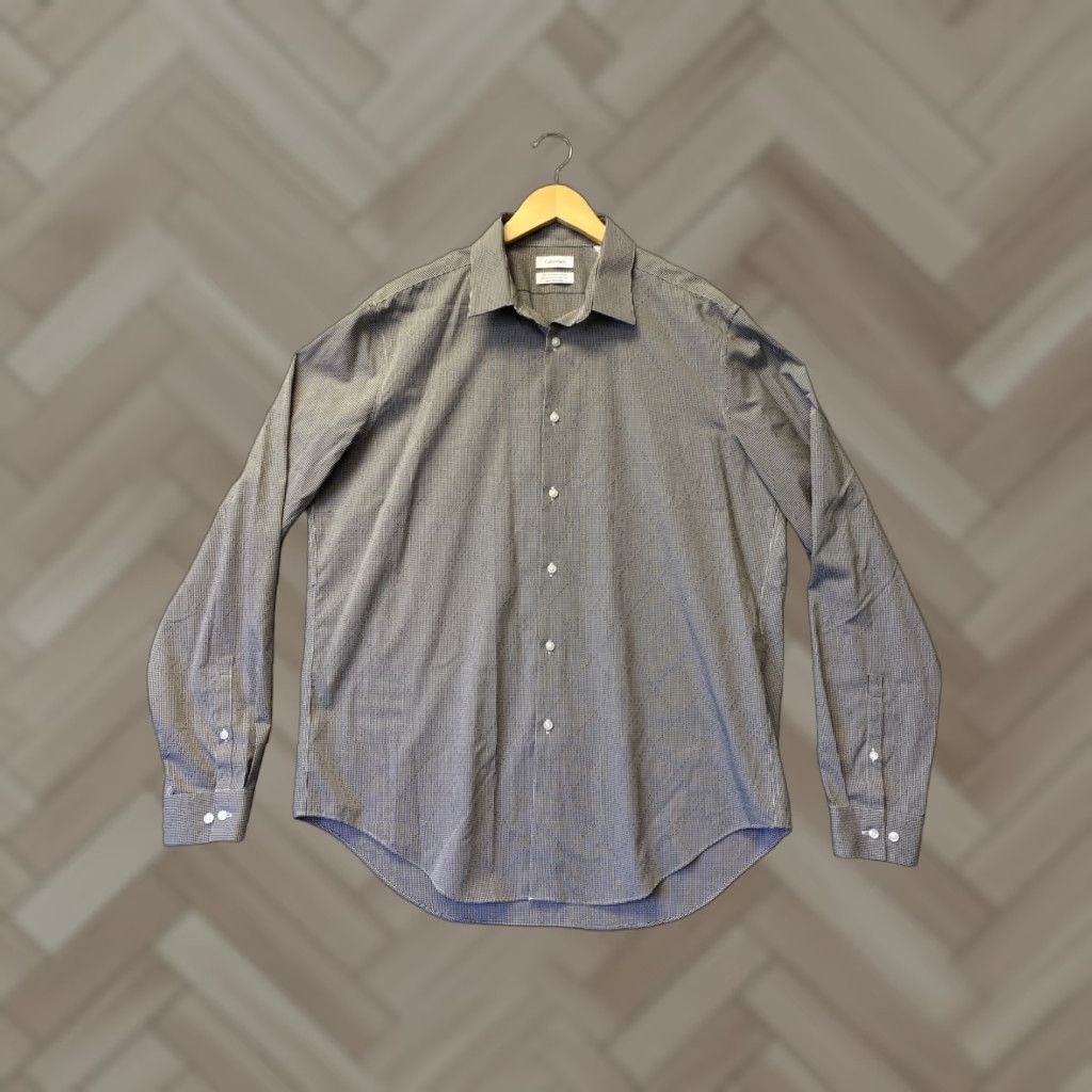 Calvin Klein Calvin Klein Button Shirt Men 100% Cotton Black White Houndstooth Classic Fit Long Sleeve Button Pullover Casual Formal Business 17 36/37 Size US XL / EU 56 / 4 - 1 Thumbnail