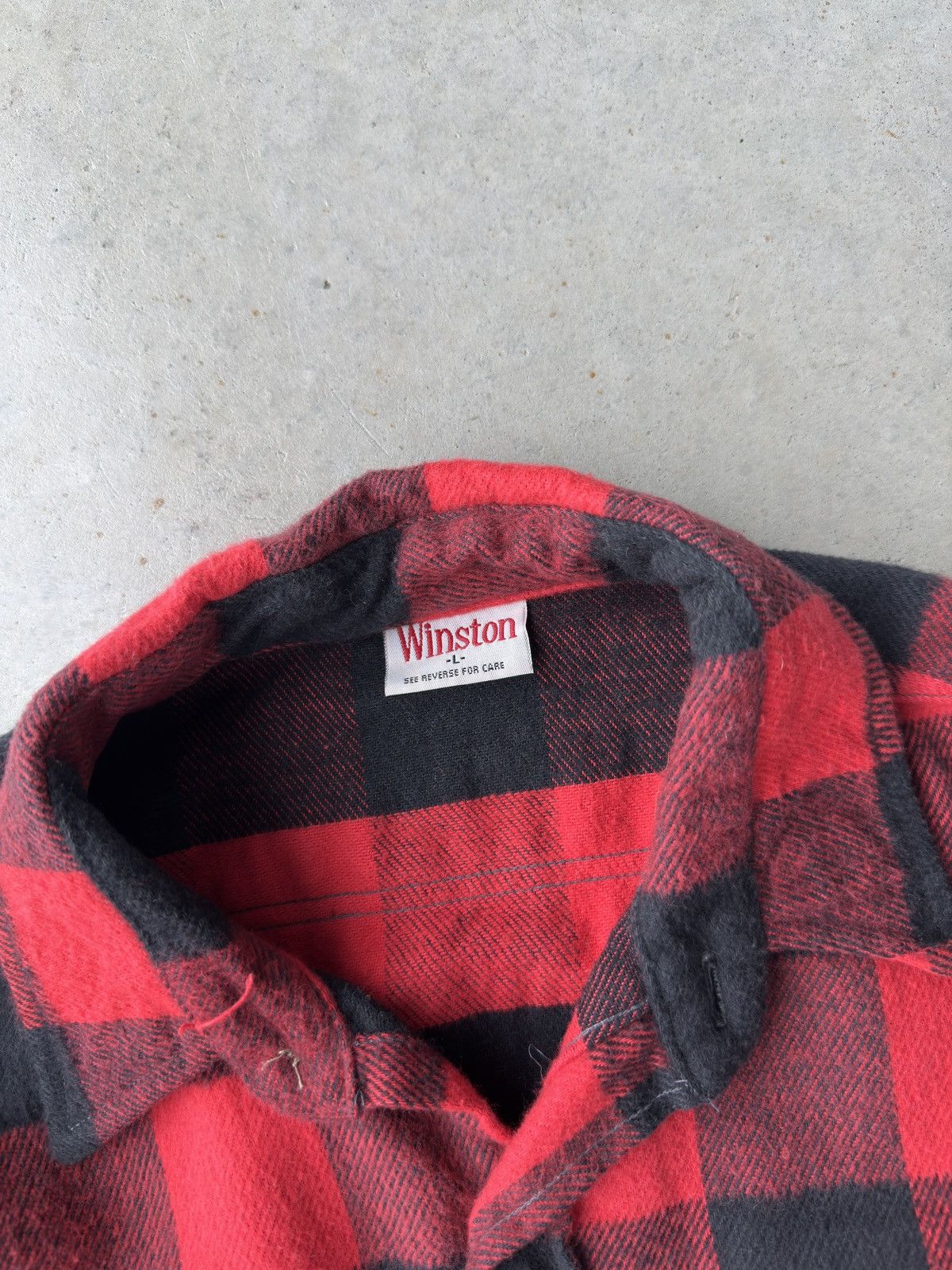 Vintage Vintage 90s Winston Red and Black Plaid Flannel Size US L / EU 52-54 / 3 - 4 Thumbnail