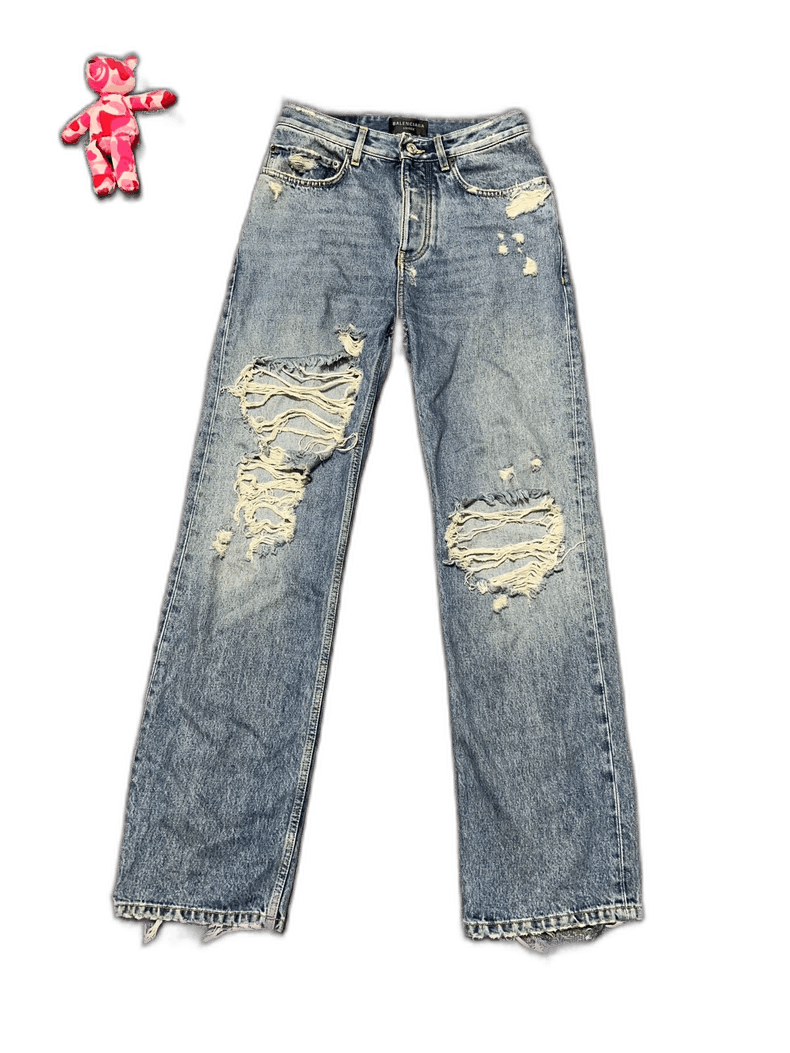 Balenciaga Distressed Wash Denim Pants for Men