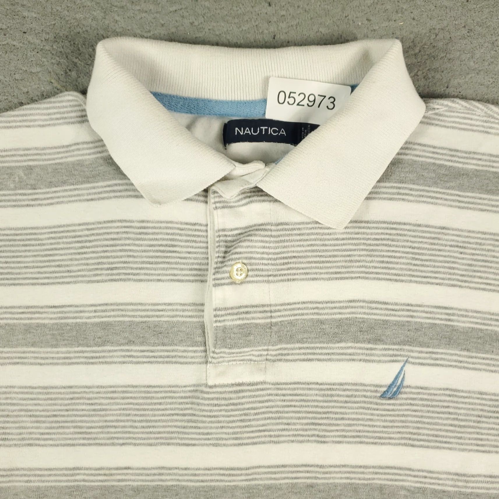 Nautica Nautica Gray Striped Polo Shirt Adult Small Casual Short Sleeve Mens Size US S / EU 44-46 / 1 - 2 Thumbnail