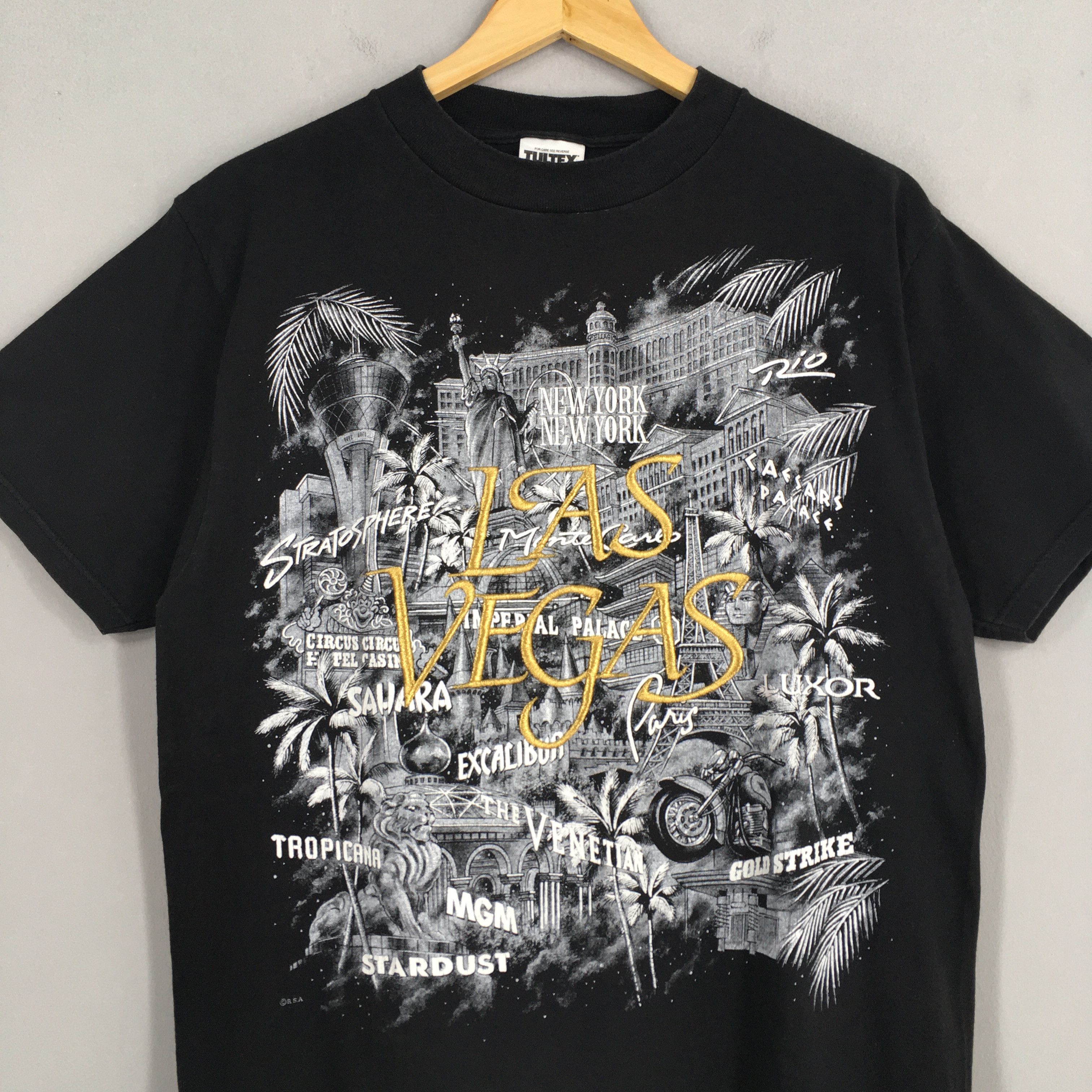 Tultex Vintage 90's Texas Las Vegas Casino Black T shirt M Size US M / EU 48-50 / 2 - 2 Thumbnail