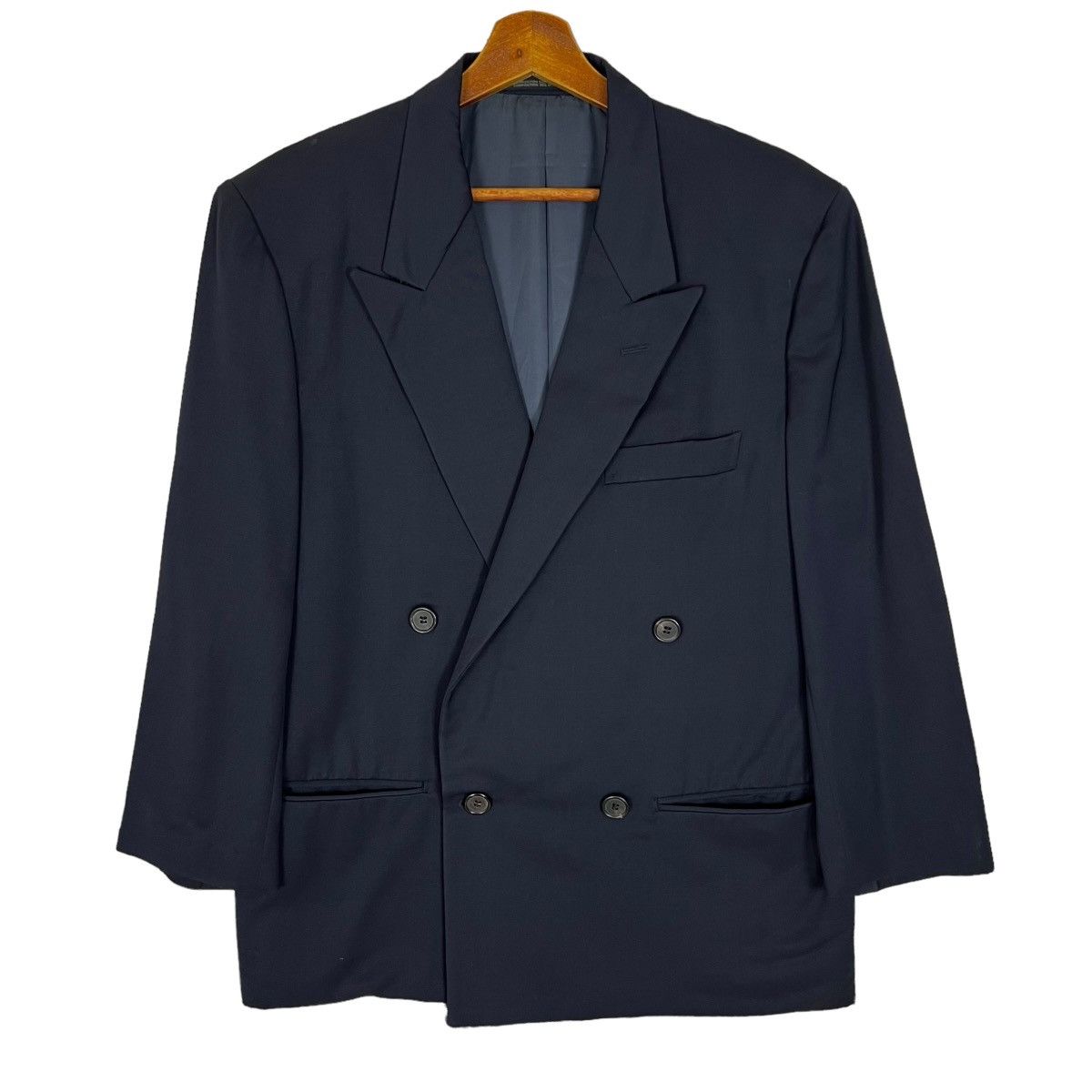 Dark Blue Double Breasted Blazer Made In Italy