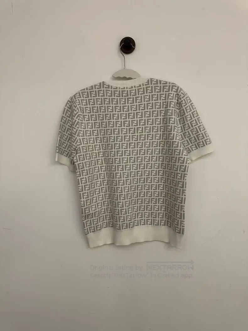 Fendi Fendi Gray and White Printed Knit Short Sleeve Size US S / EU 44-46 / 1 - 2 Thumbnail