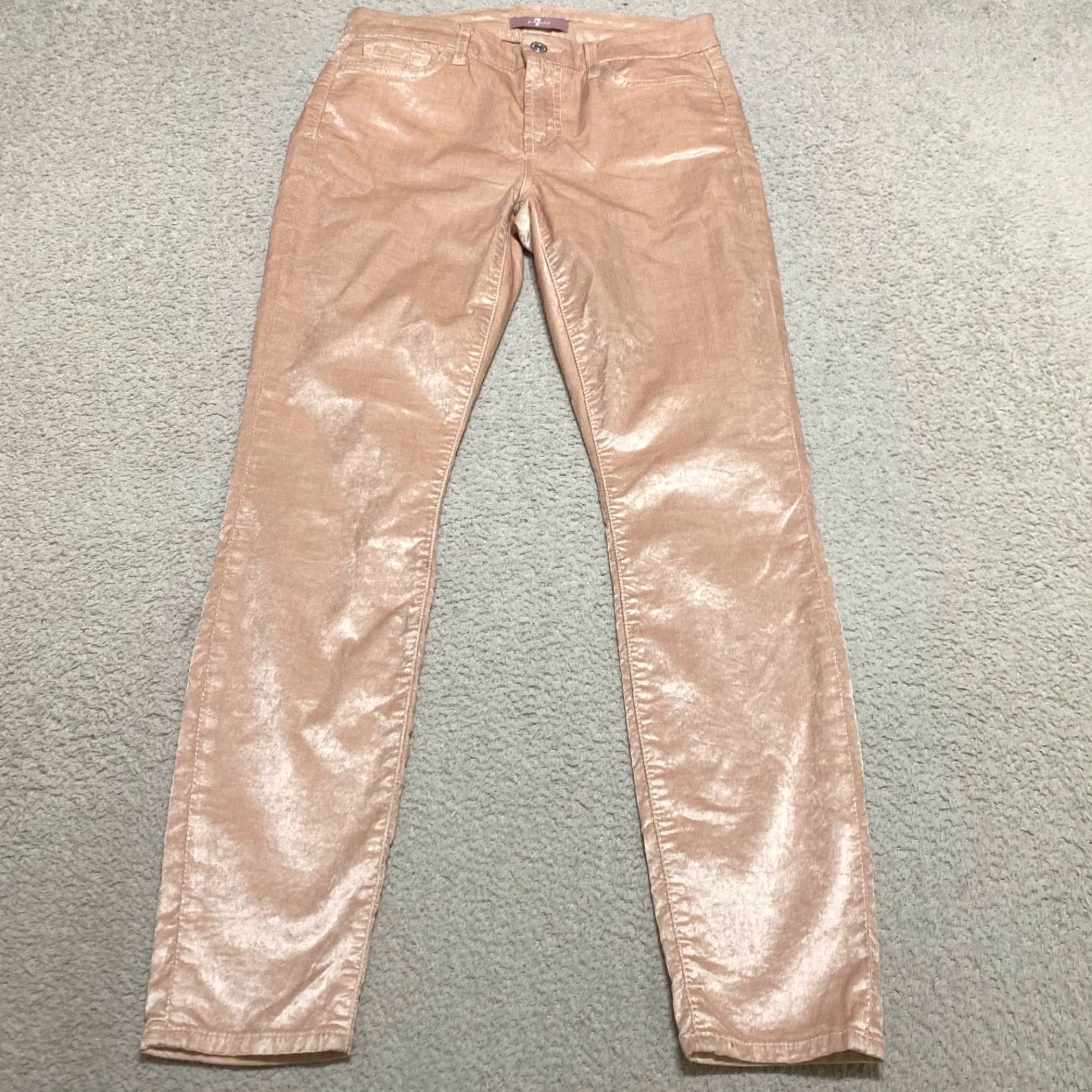 7 For All Mankind 7 For All Mankind Jeans Womens 29 Pink Velvet Mid Rise Skinny 28 In Inseam Size 29" - 2 Thumbnail