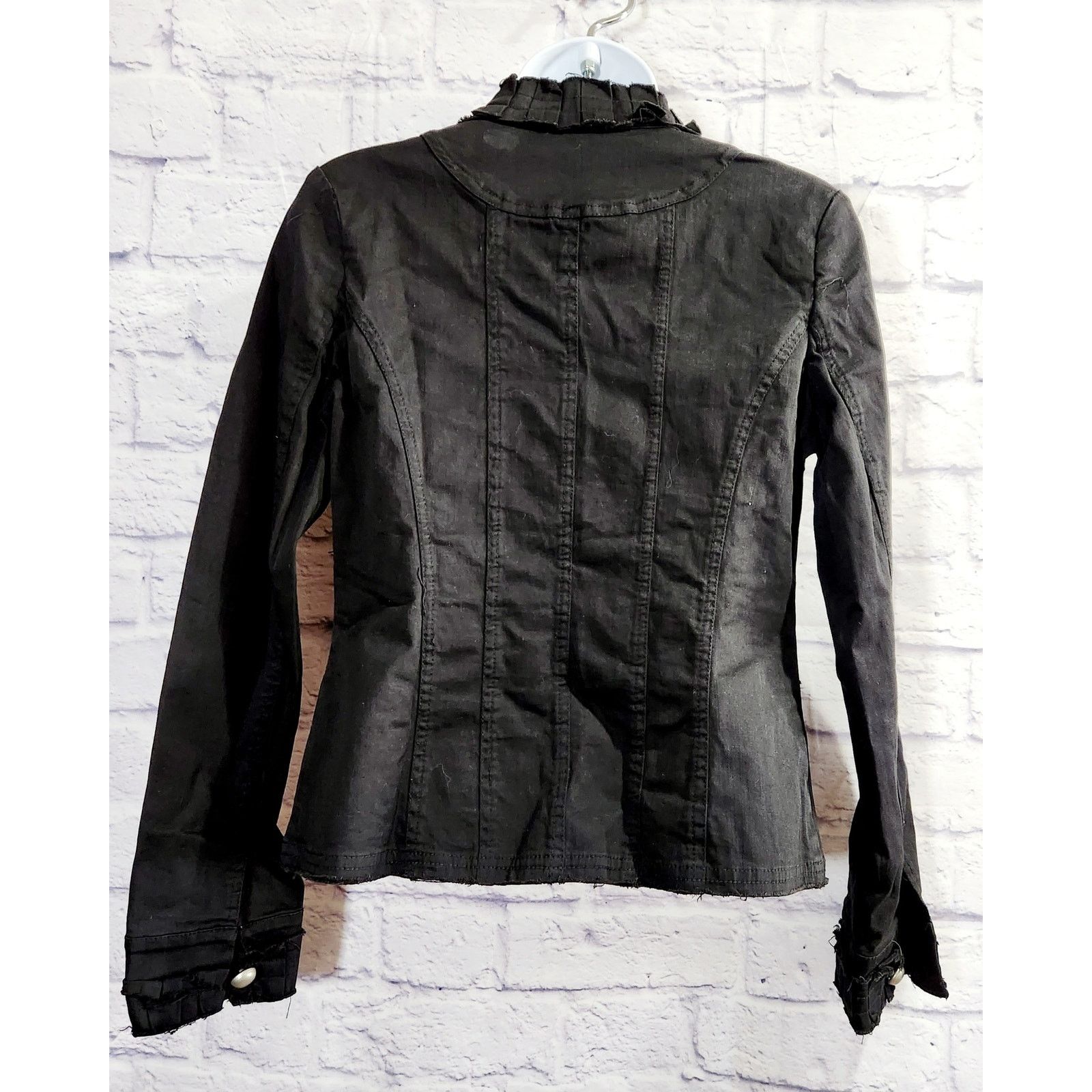 Other Gypsy & Co Black Embroidered Floral Band Collar Jacket Small Size S / US 4 / IT 40 - 2 Thumbnail