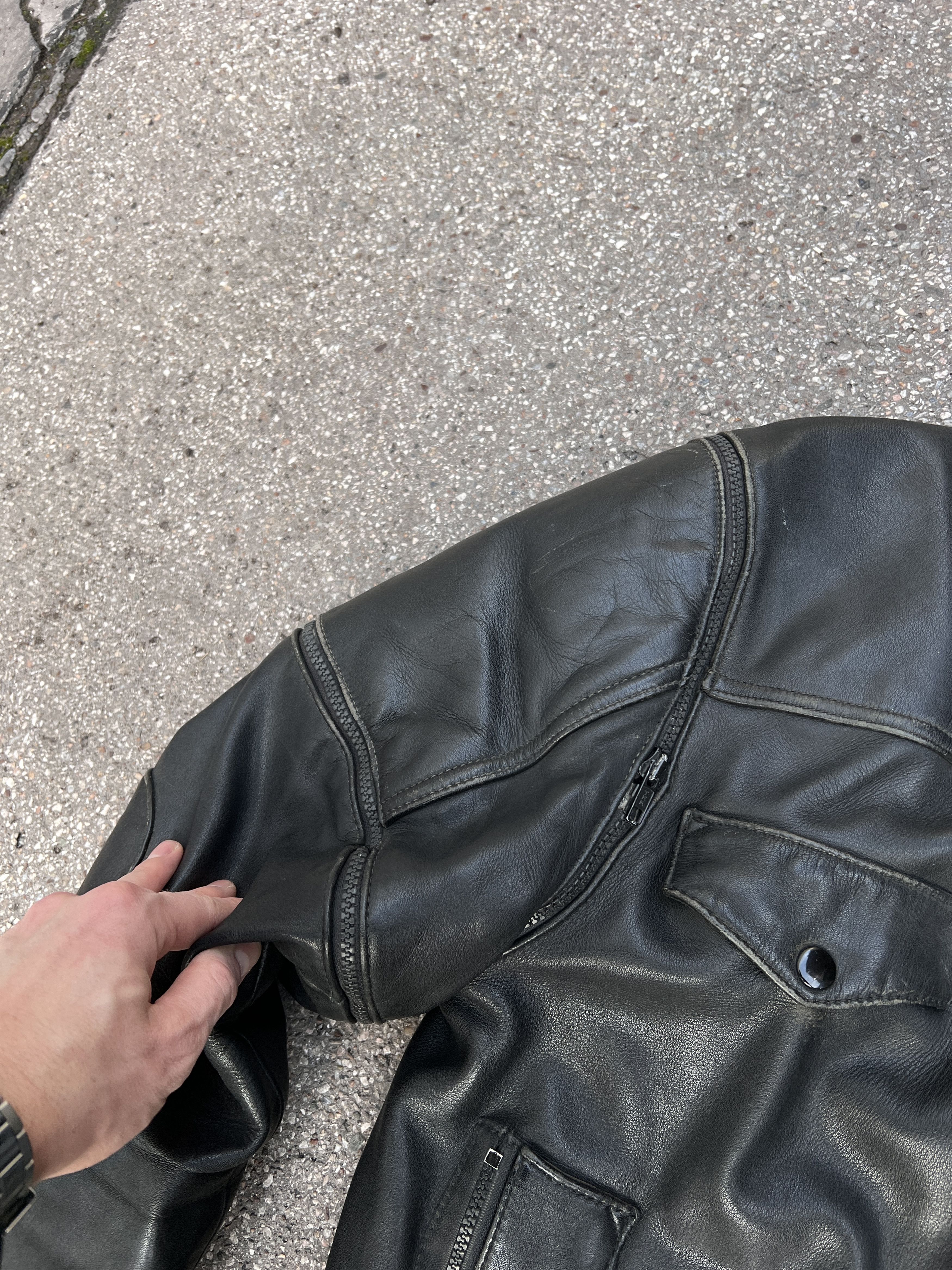 If Six Was Nine Rare Asymmetric rick owens type leather bomber racing jacket Size US M / EU 48-50 / 2 - 14 Thumbnail
