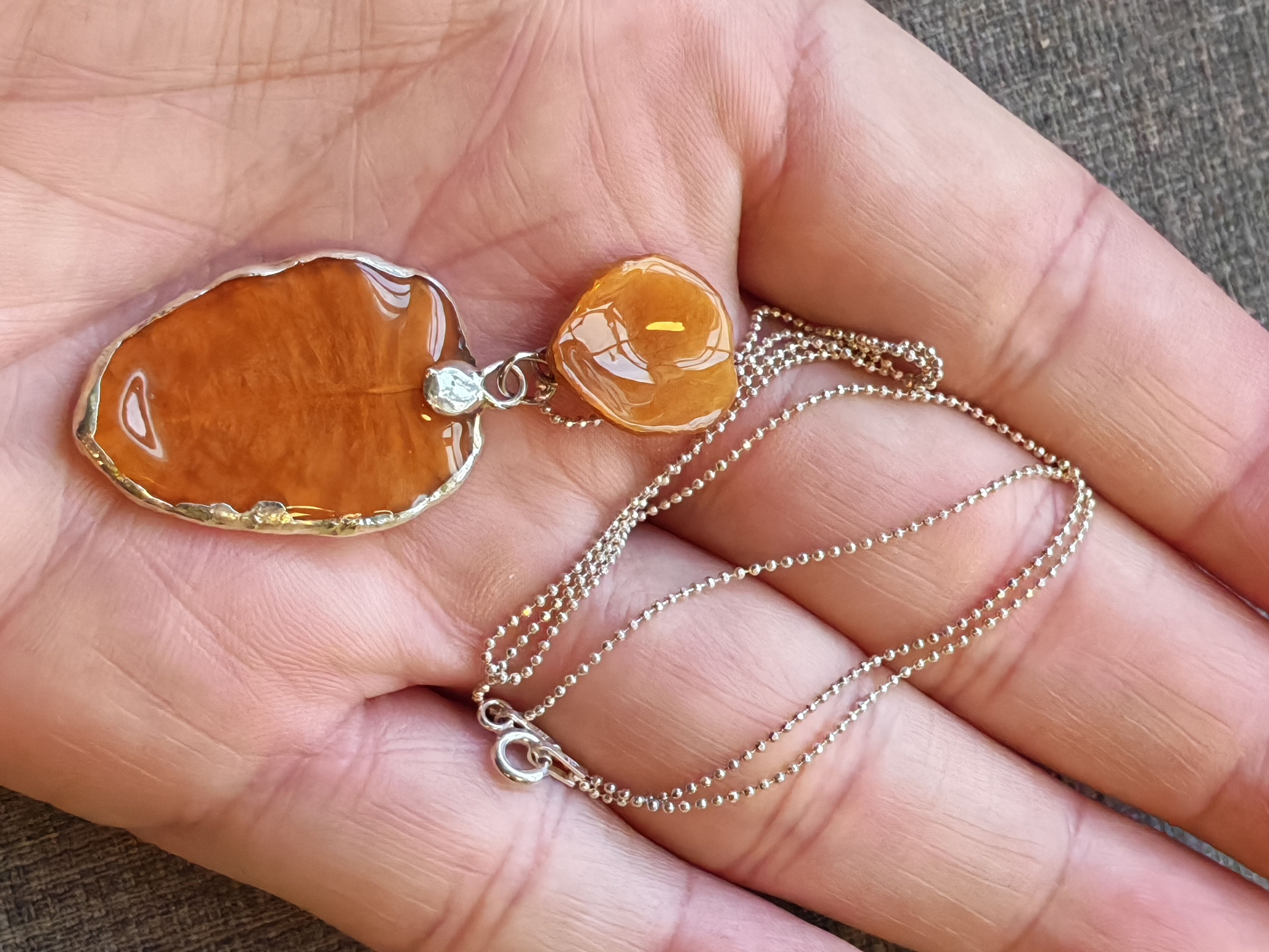 Vintage Amber Necklace Silver 925 Italy Size ONE SIZE - 4 Thumbnail