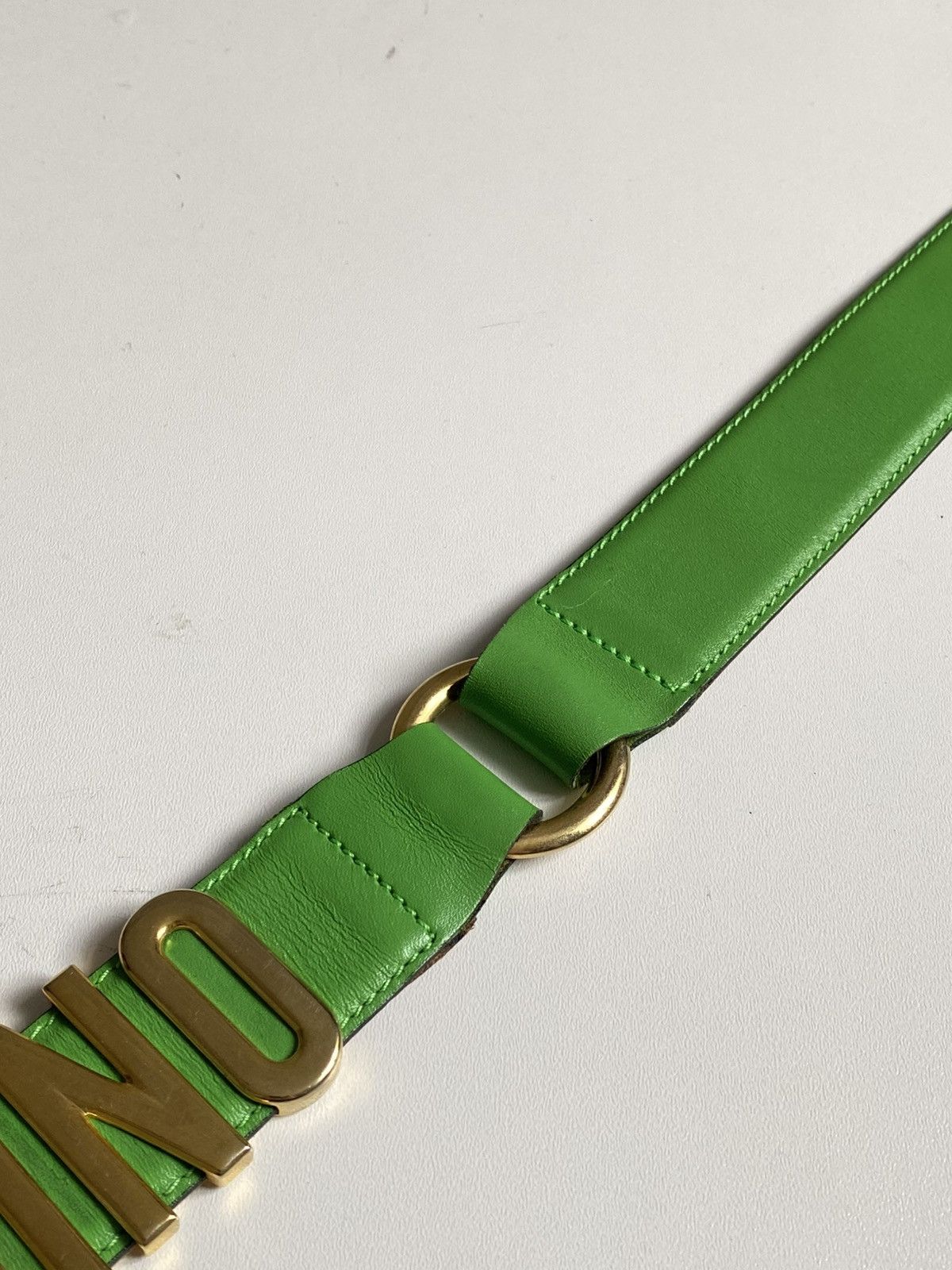 Moschino Moschino Logo Leather Belt Green Gold Logo Size ONE SIZE - 6 Thumbnail