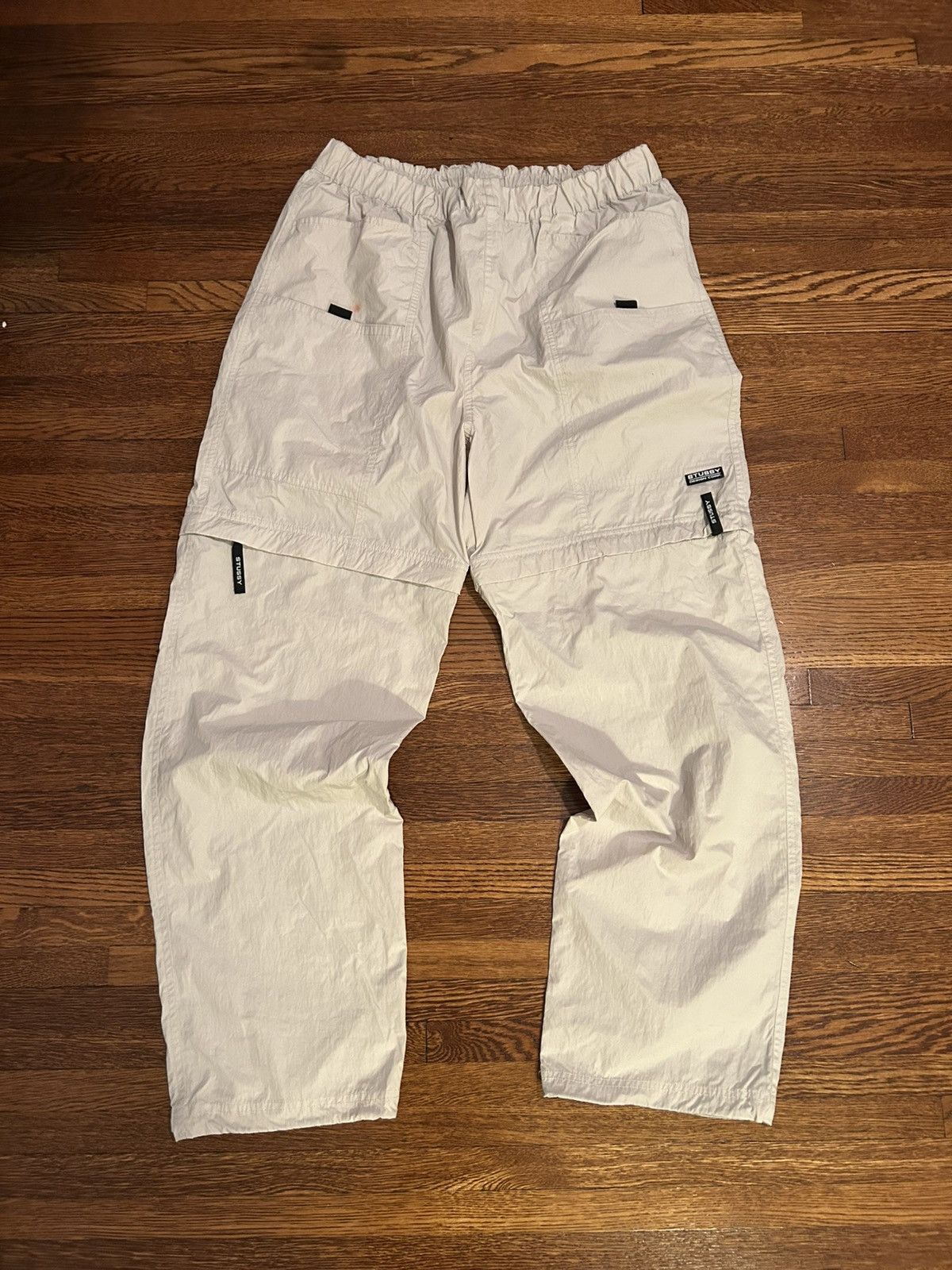 90's old Stussy parachute cargo pants 白 90's old Stussy parachute