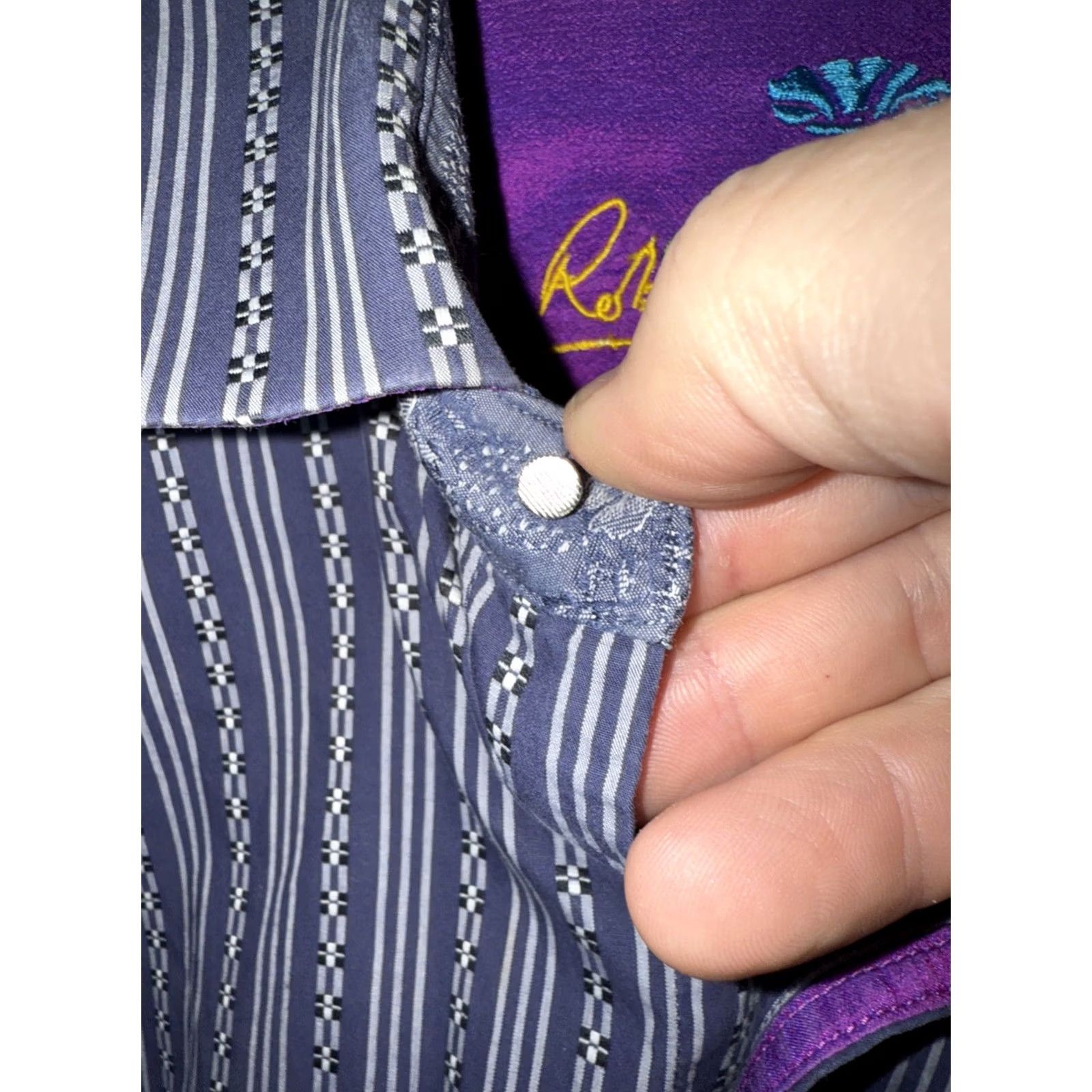 Robert Graham ROBERT GRAHAM Shirt Mens L Blue/Purple Striped Flip Cuff Size US L / EU 52-54 / 3 - 3 Thumbnail