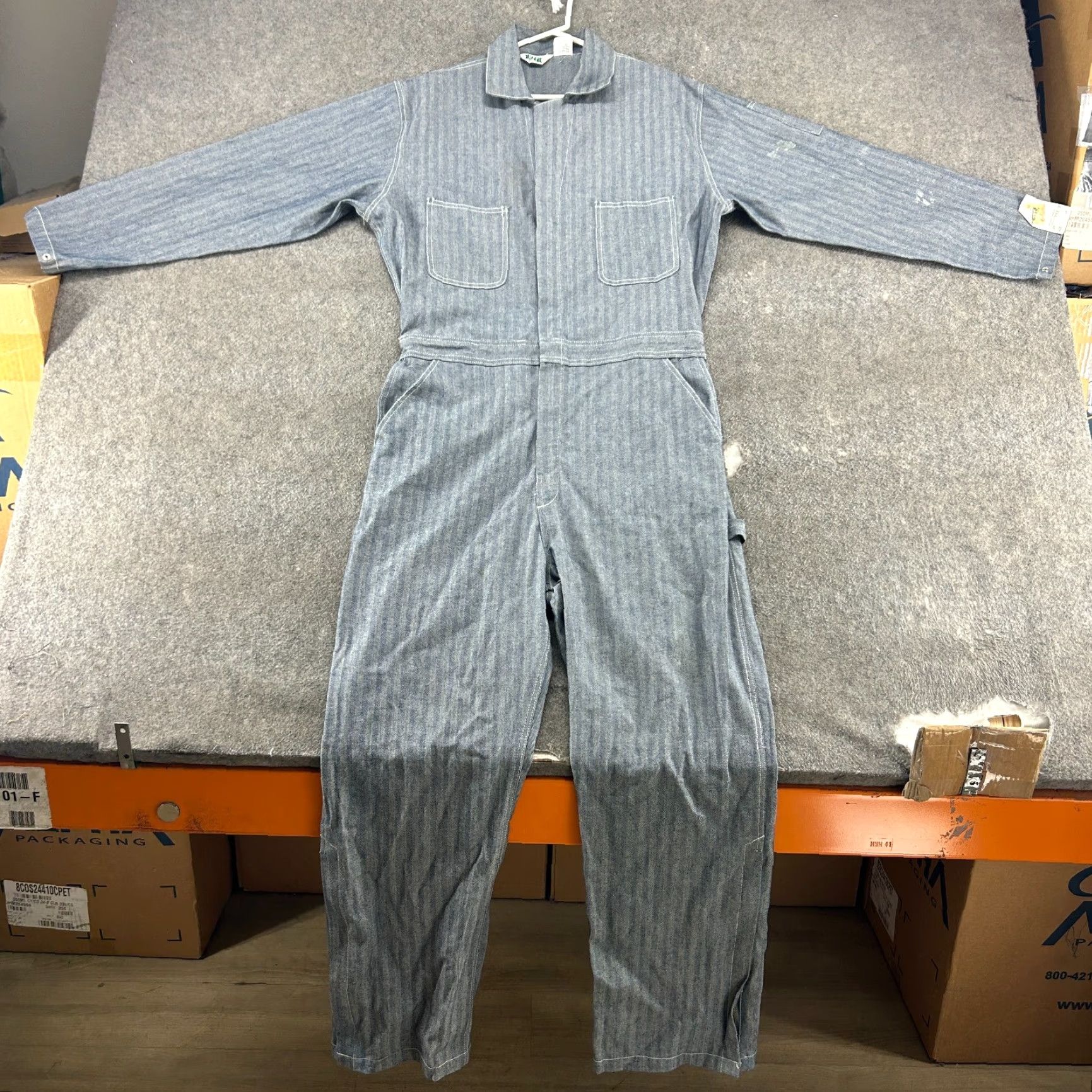 Vintage Key Coveralls Mens L Blue Herringbone Mechanic Long Sleeve Workwear Cotton HBT Size US L / EU 52-54 / 3 - 4 Thumbnail