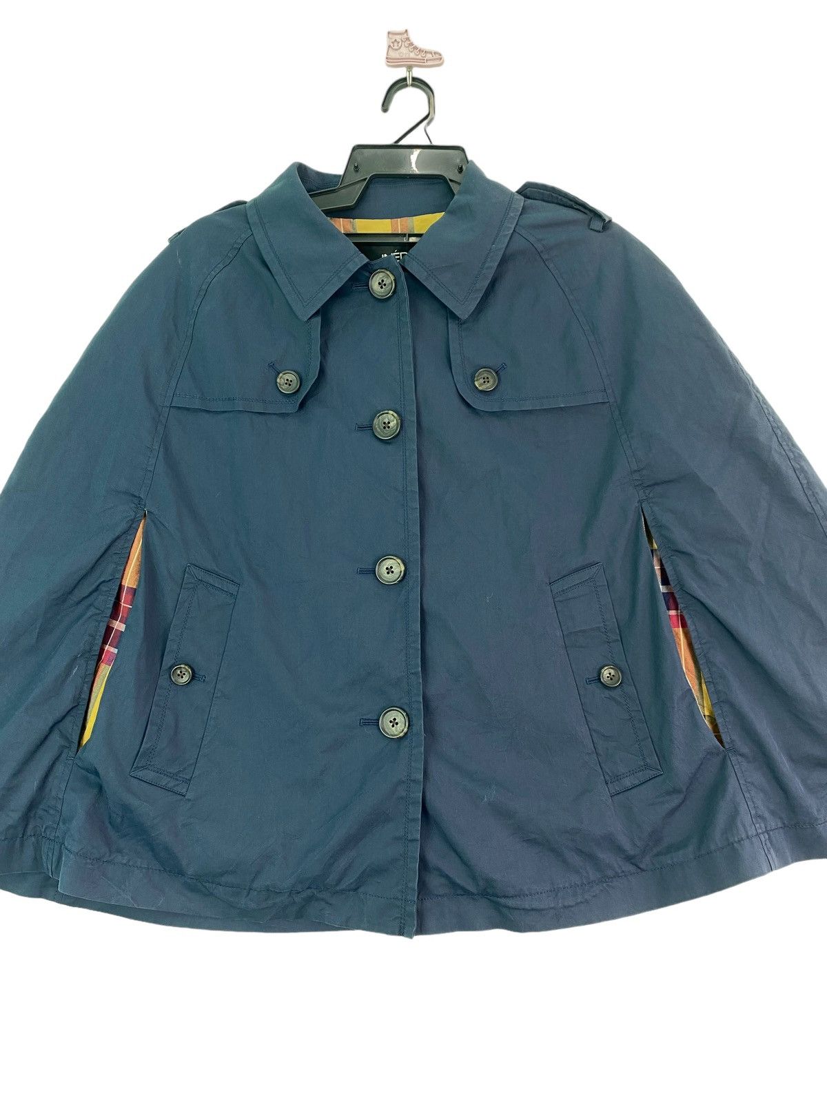 Vintage Vtg 90s INED Yohji Yamamoto capes coat tartan plaid lined Size US S / EU 44-46 / 1 - 2 Thumbnail