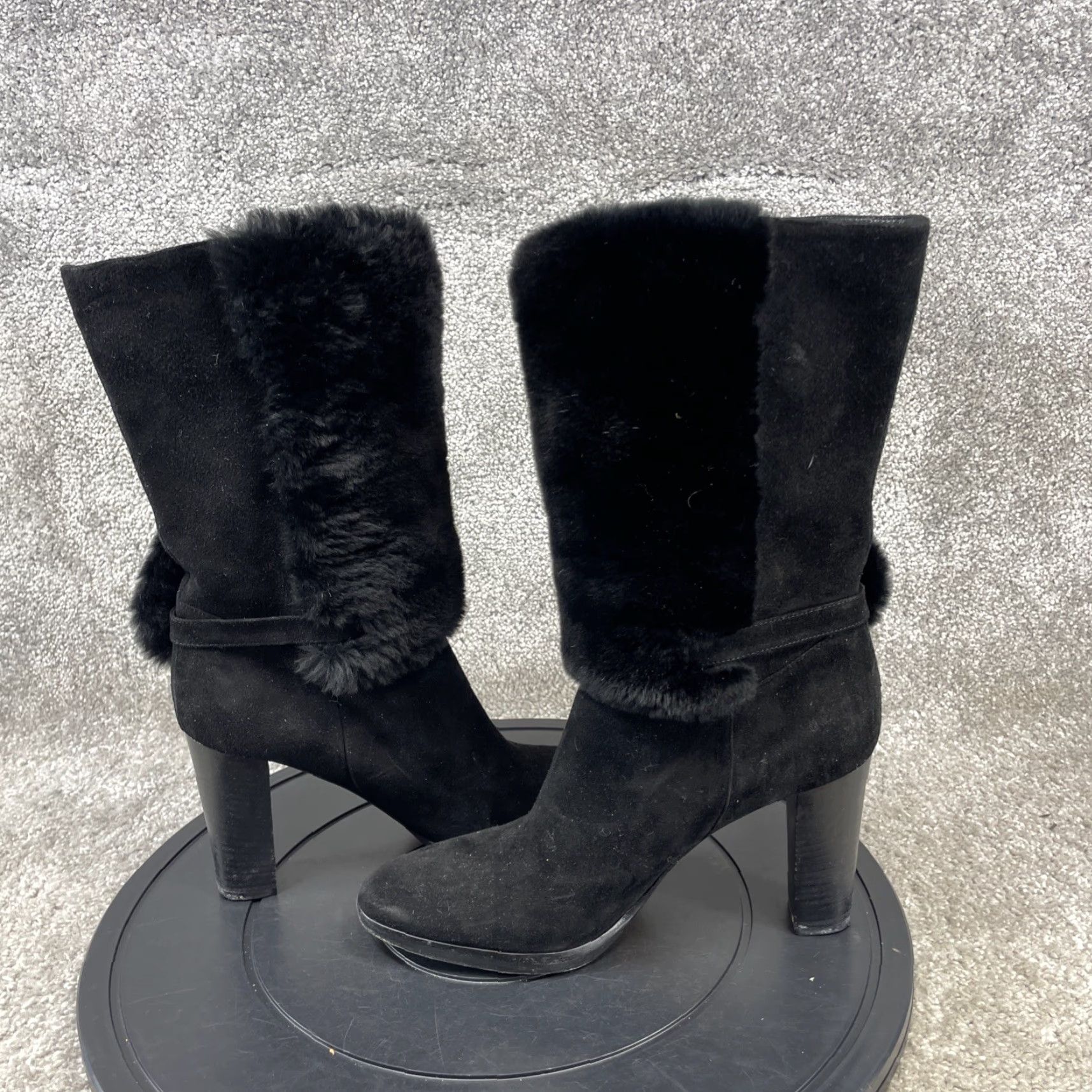 Loro Piana VINTAGE Loro Piana Women's Booties Size 8 US Black Suede Fur Block Heel Ankle Casual Size US 8 / IT 38 - 7 Thumbnail