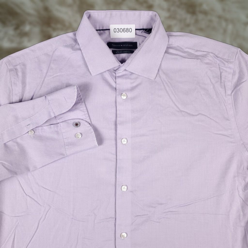 Tommy Hilfiger VINTAGE Tommy Hilfiger Shirt Mens 16 Purple Dress Shirt Long Sleeve Button Up Collared 100% Cotton Regular 16in Purple Mens Size 42R - 1 Thumbnail