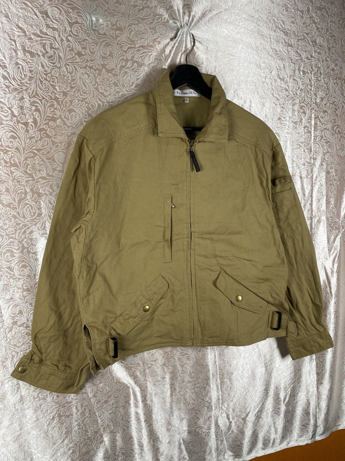 Japanese Brand Vintage Pa·Sión·GUY Khaki Utility Jacket Minimalist Zip Size US L / EU 52-54 / 3 - 5 Thumbnail