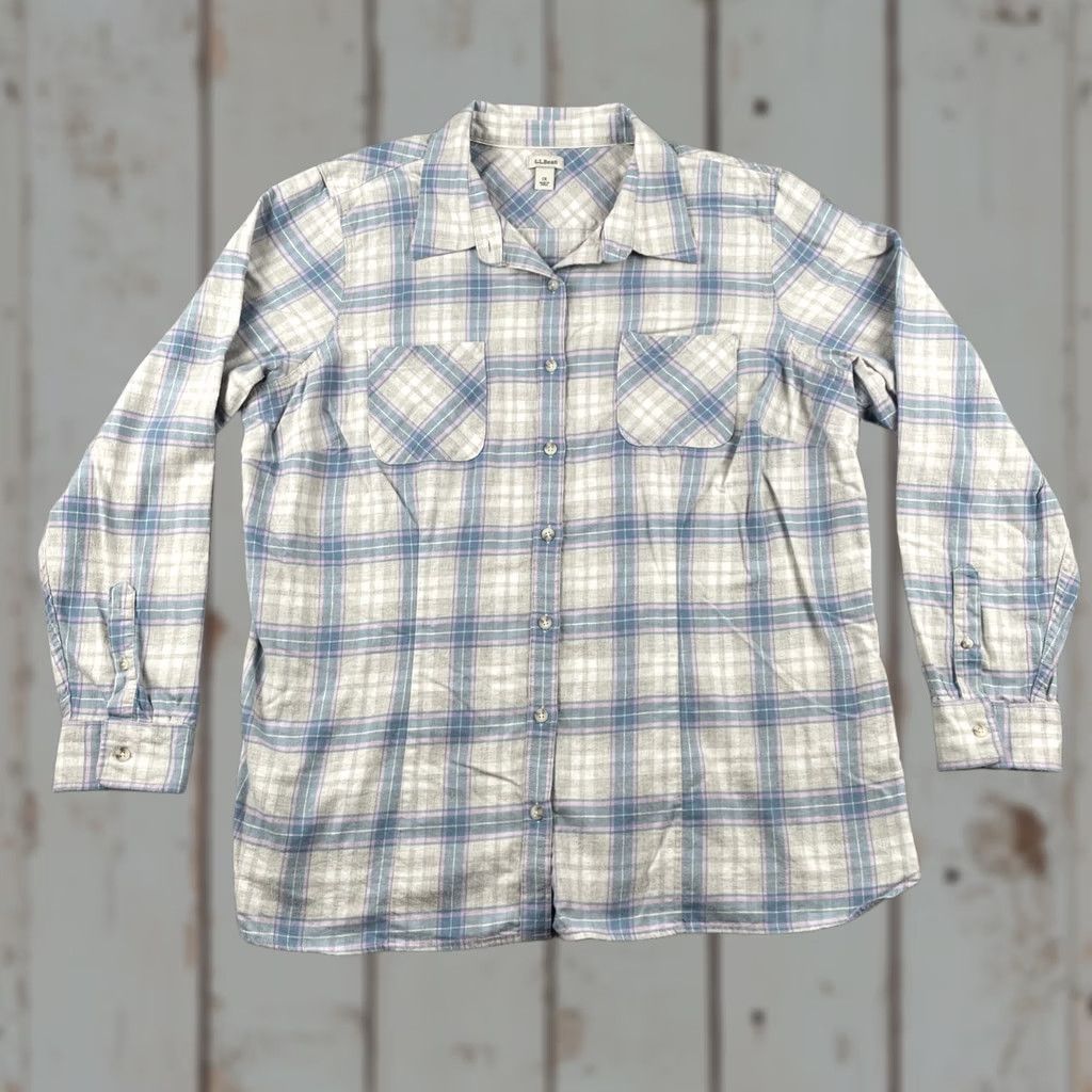Vintage VINTAGE? Women’s L.L.Bean Plaid Flannel Button-Up Pocket Shirt Pink Blue 1X Xtra Soft Size XL / US 12-14 / IT 48-50 - 1 Thumbnail