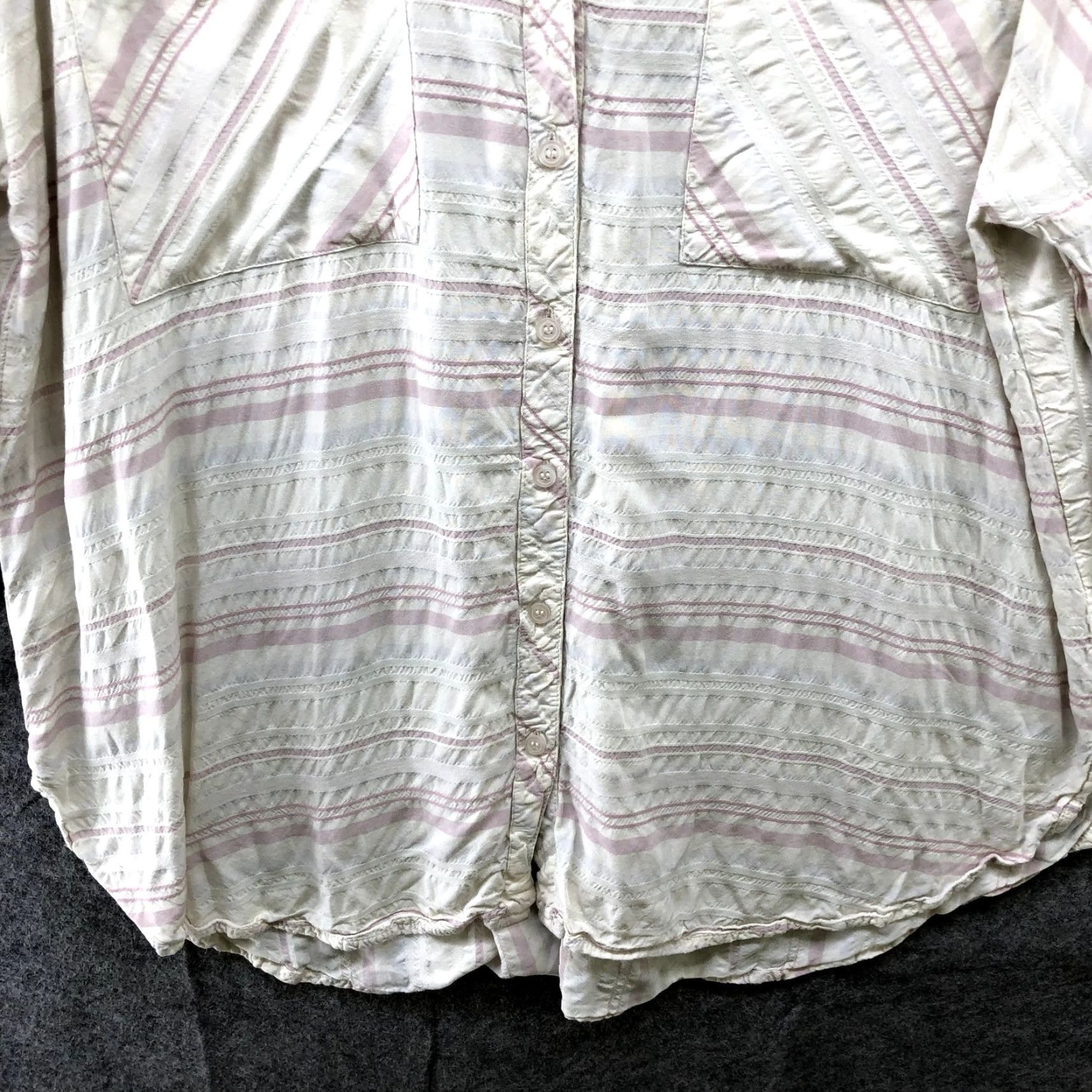 Lou & Grey Lou & Grey Rayon Shirt Womens S White Pink Long Sleeve Button Down Lightweight Size S / US 4 / IT 40 - 4 Thumbnail