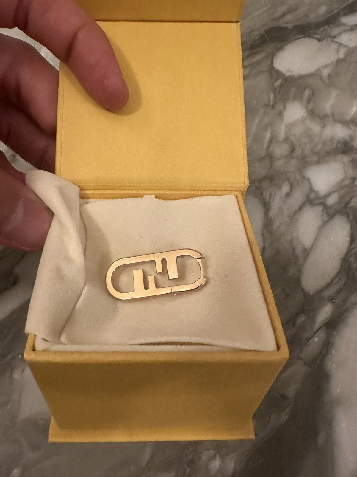 image of Fendi O Lock Single Earing in Gold, Women's