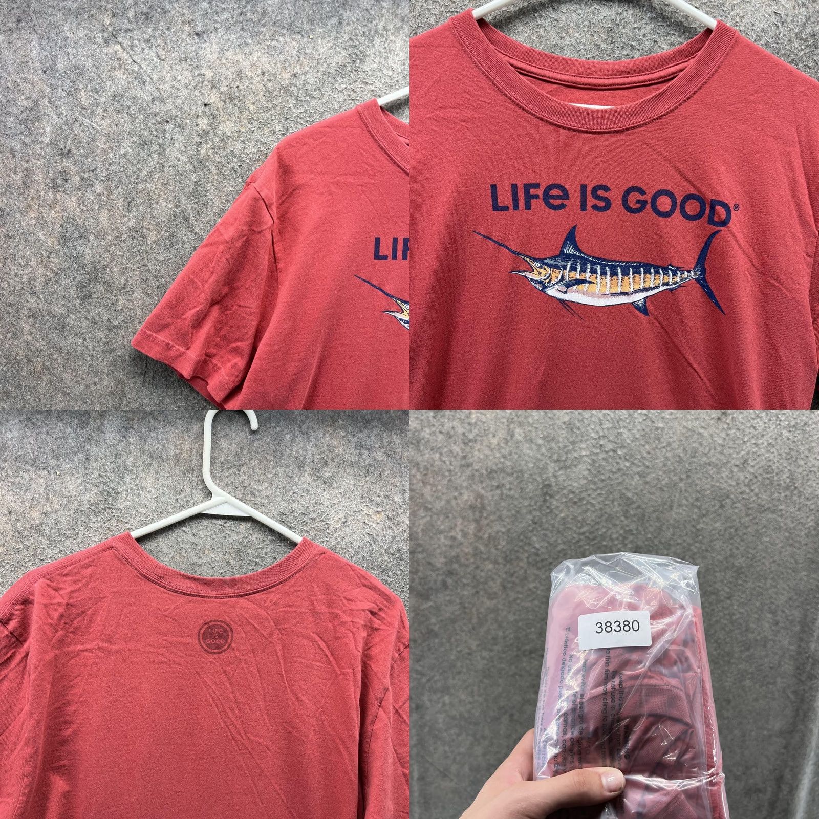 Life is Good Life Is Good Shirt Mens Large Marlin Crusher Tee Short Sleeve Graphic Fishing Red Color Blockigi Size US L / EU 52-54 / 3 - 8 Thumbnail
