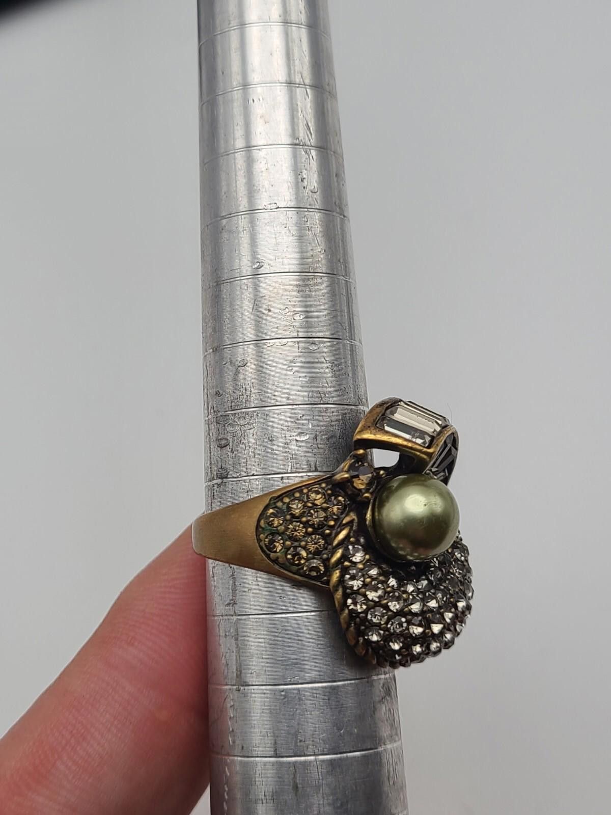 Swarovski Heidi Daus Size 7 Faux Pearl Bronze Ring Swarovski Crystals Size ONE SIZE - 6 Thumbnail