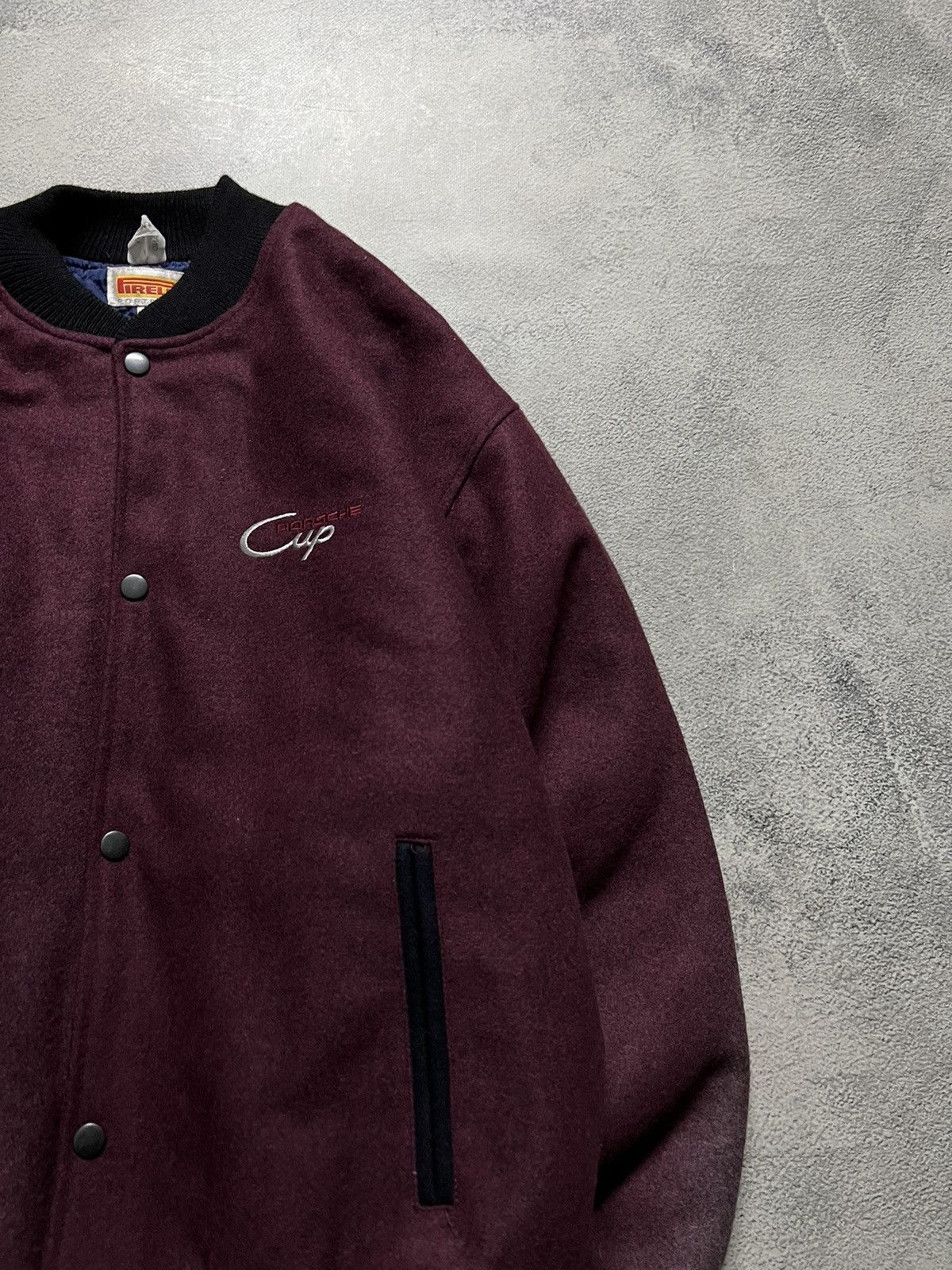 Vintage Y2k Thrashed Porsche Cup Firelli Wool Bomber Jacket 90’s Size US M / EU 48-50 / 2 - 7 Thumbnail